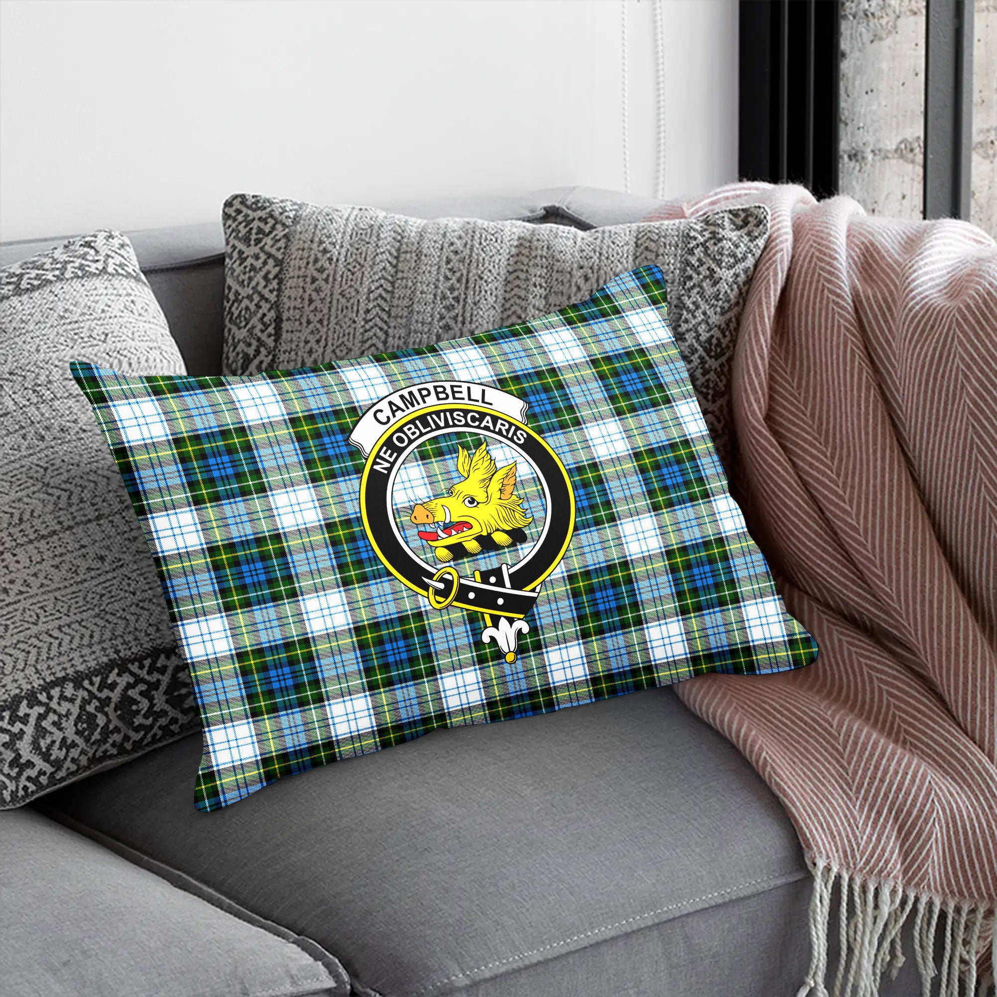 Campbell Dress Tartan Crest Pillow Cover