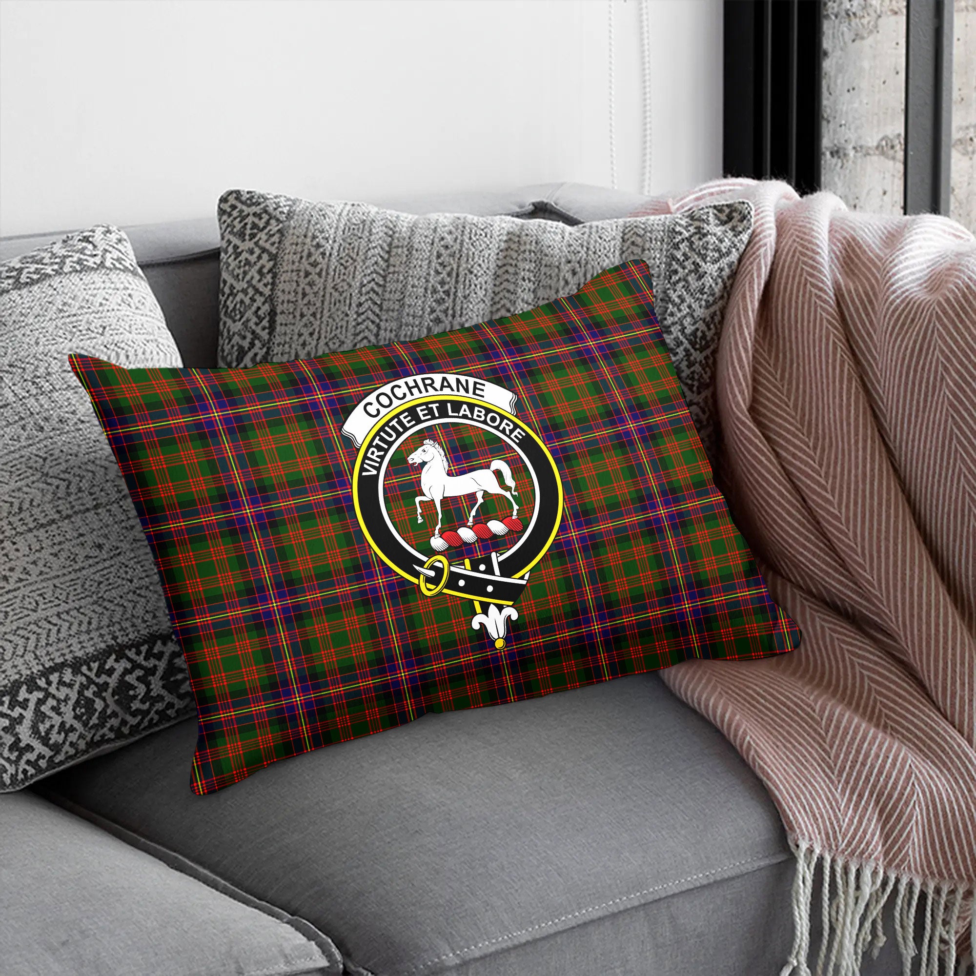 Cochrane Modern Tartan Crest Pillow Cover