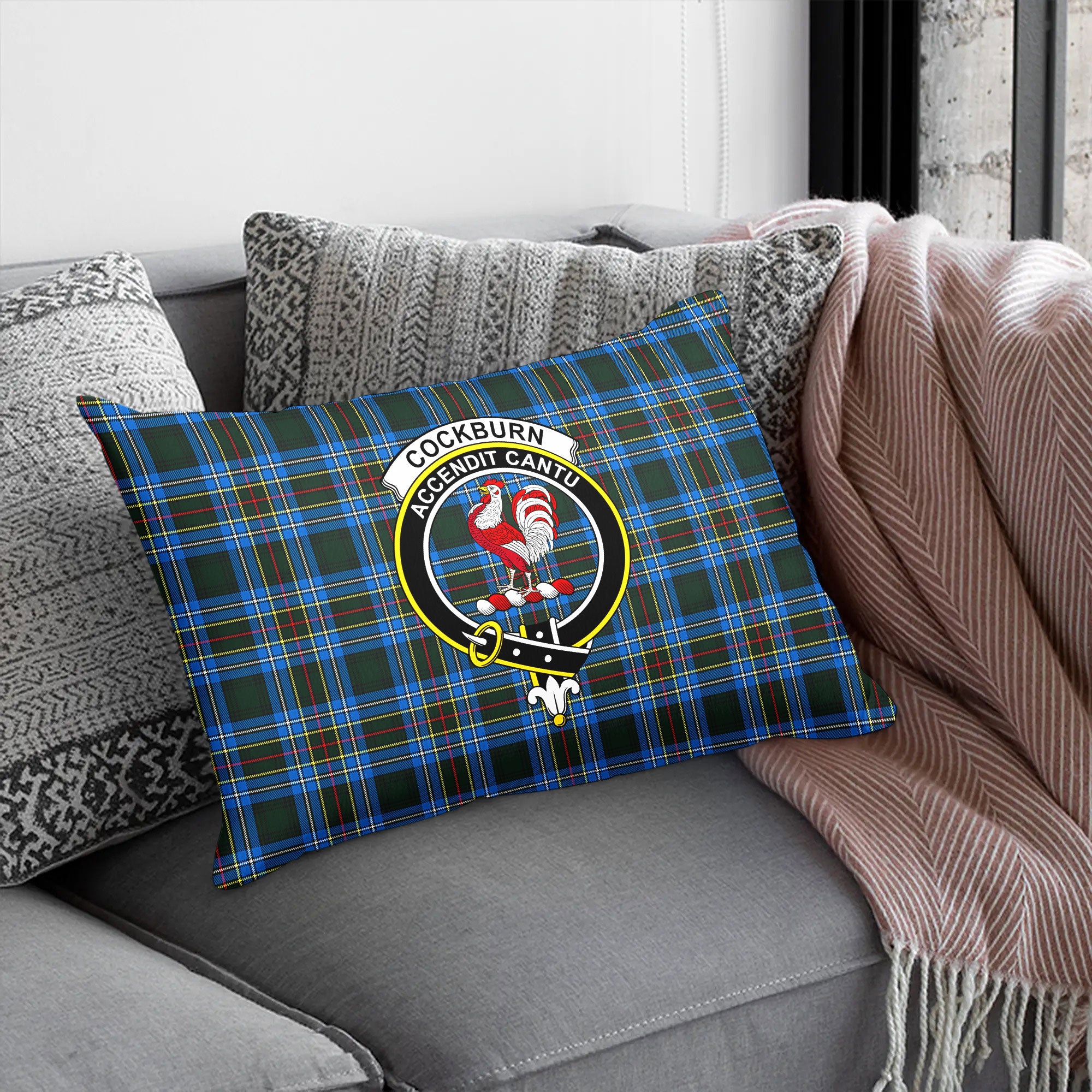 Cockburn Modern Tartan Crest Pillow Cover