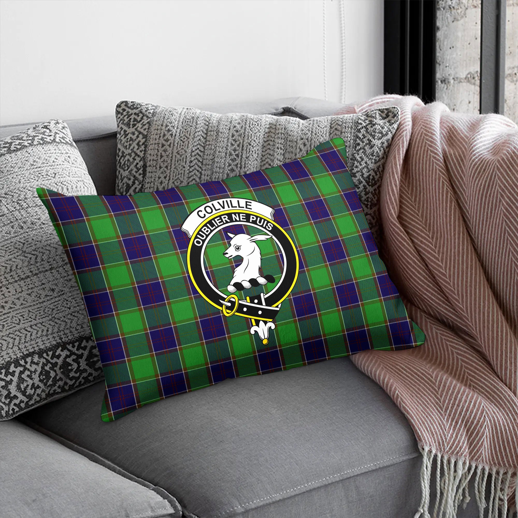 Colville Tartan Crest Pillow Cover