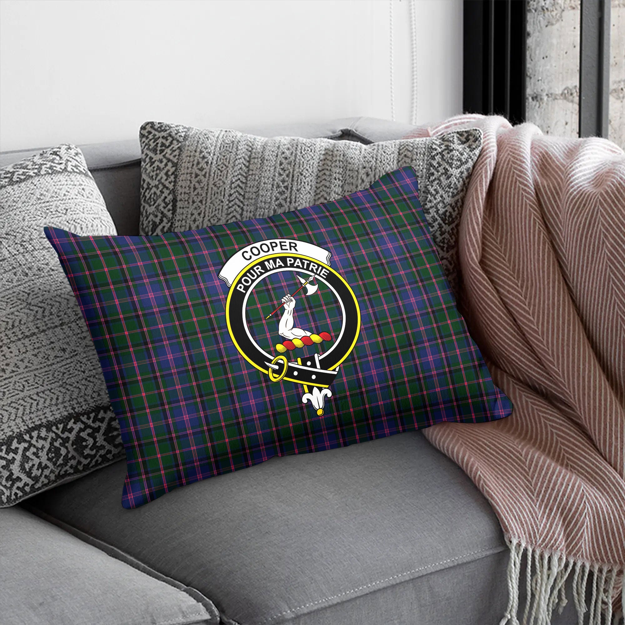 Cooper Tartan Crest Pillow Cover