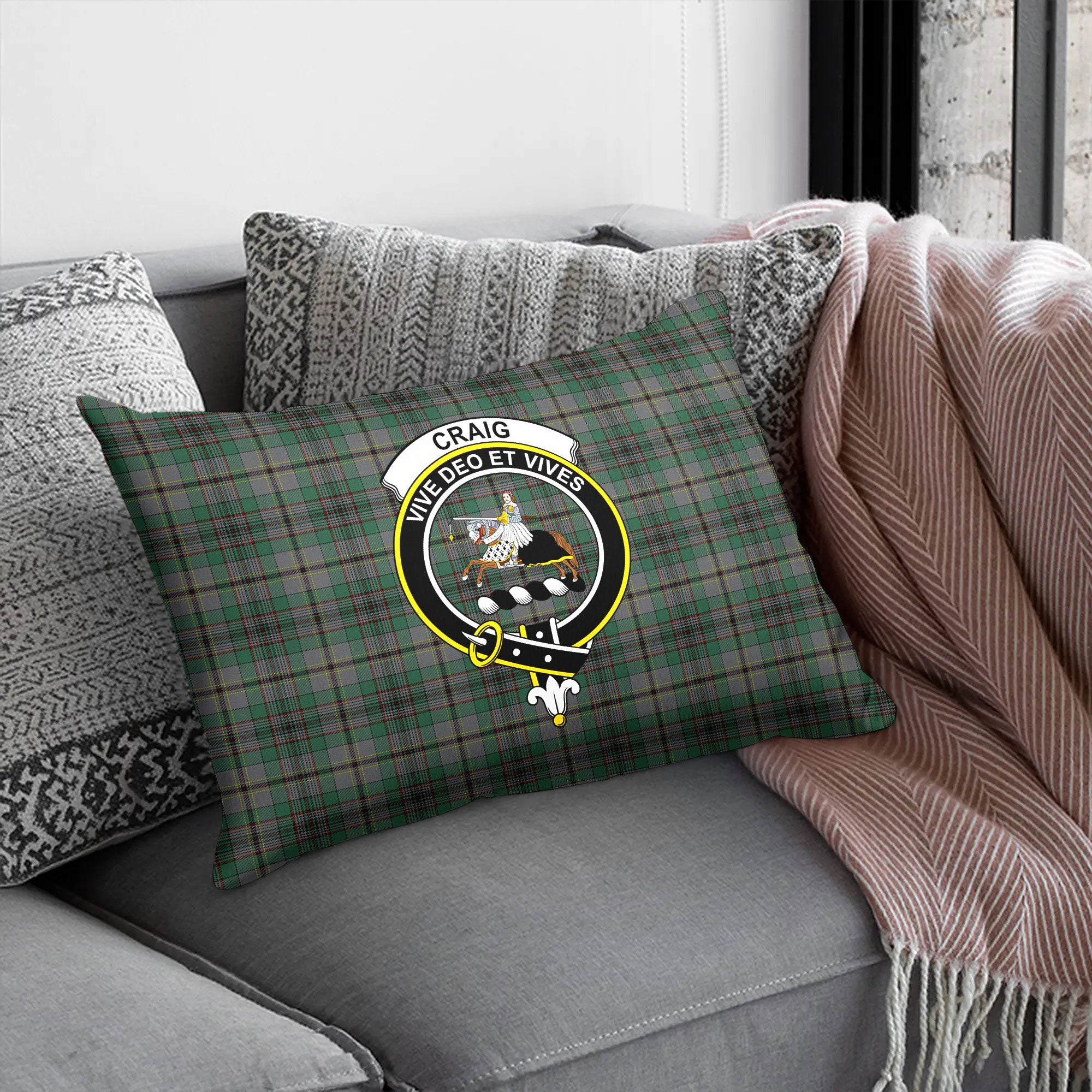 Craig Tartan Crest Pillow Cover