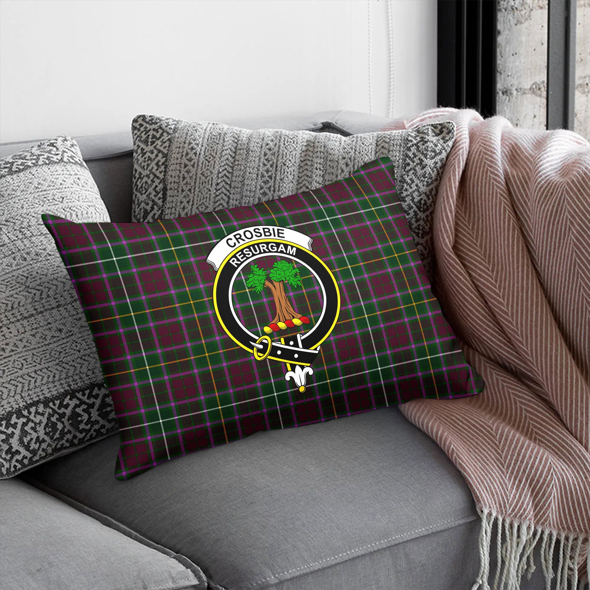 Crosbie Tartan Crest Pillow Cover