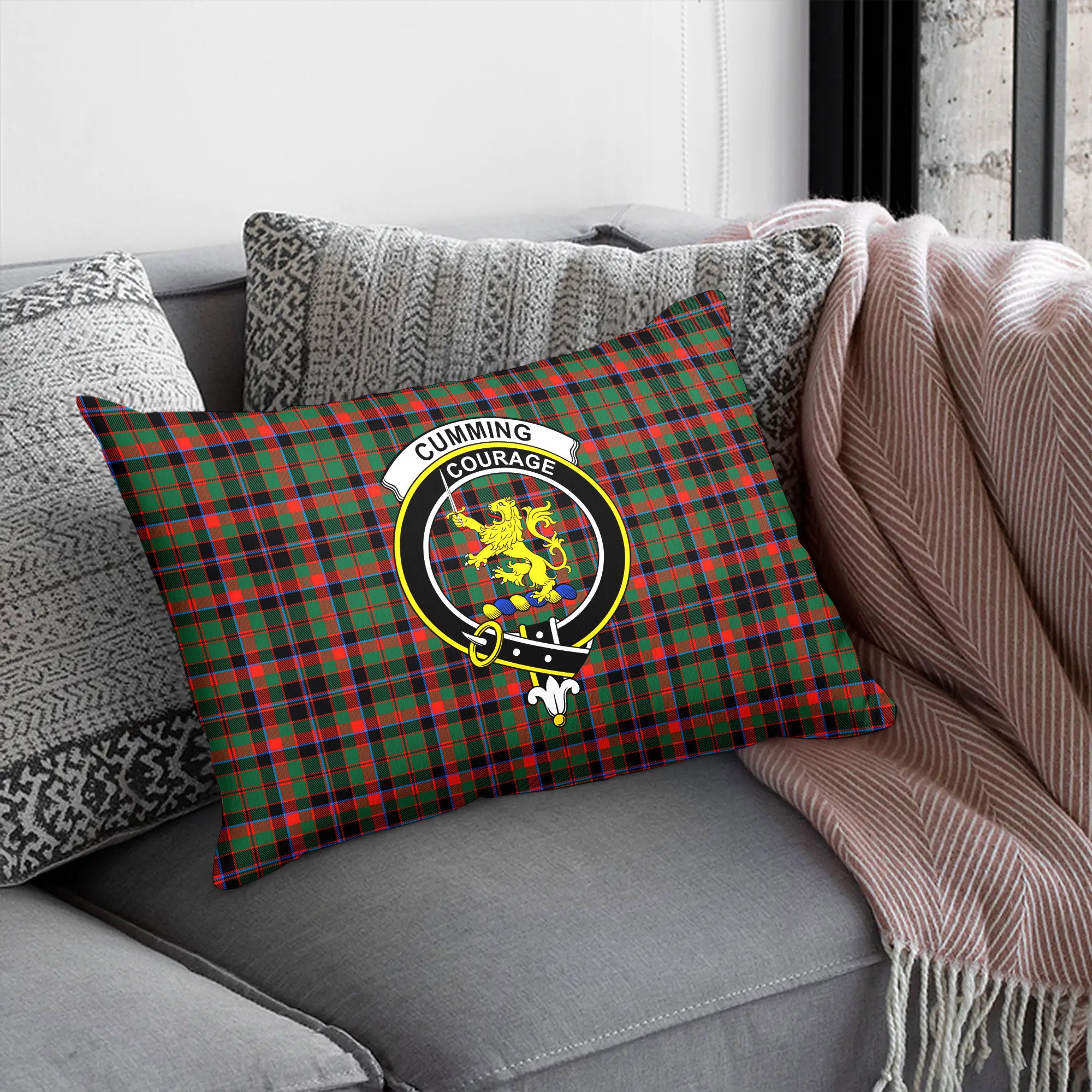 Cumming Hunting Ancient Tartan Crest Pillow Cover