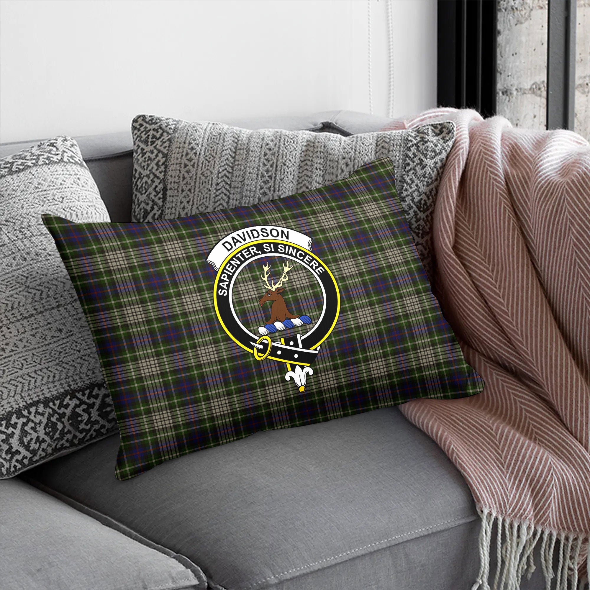 Davidson Tulloch Dress Tartan Crest Pillow Cover