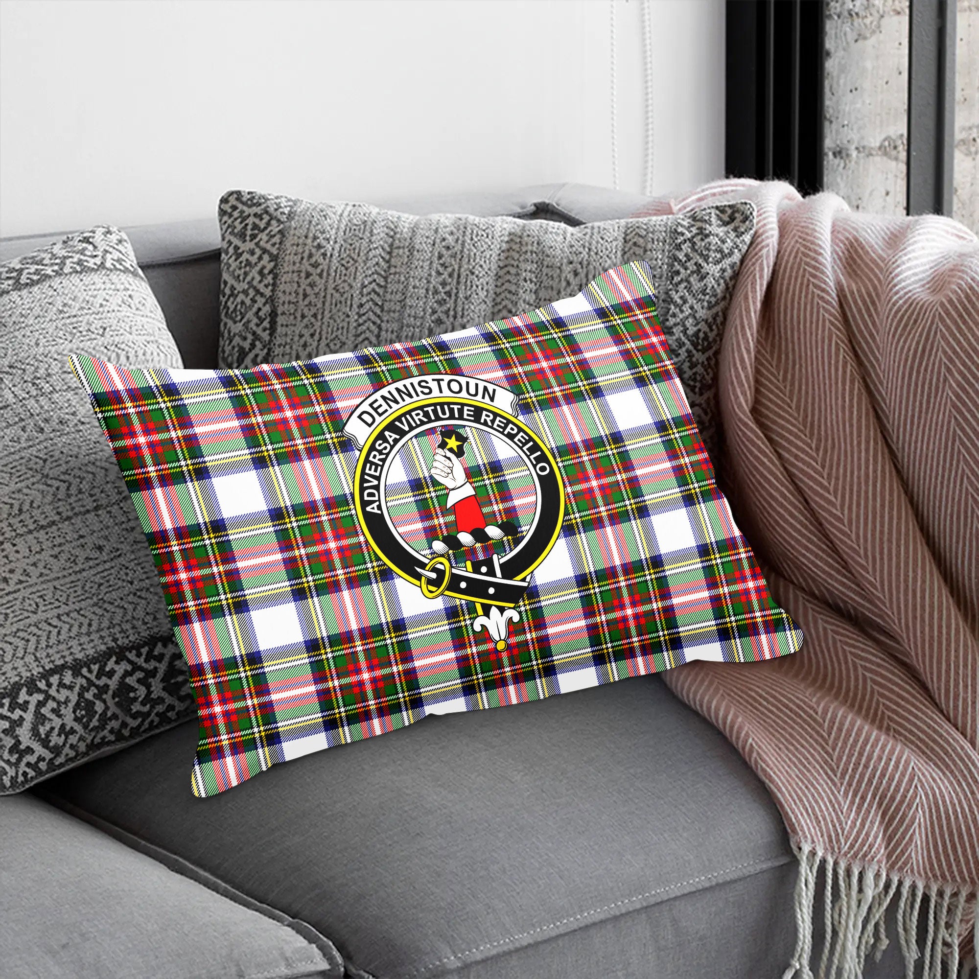 Dennistoun Tartan Crest Pillow Cover