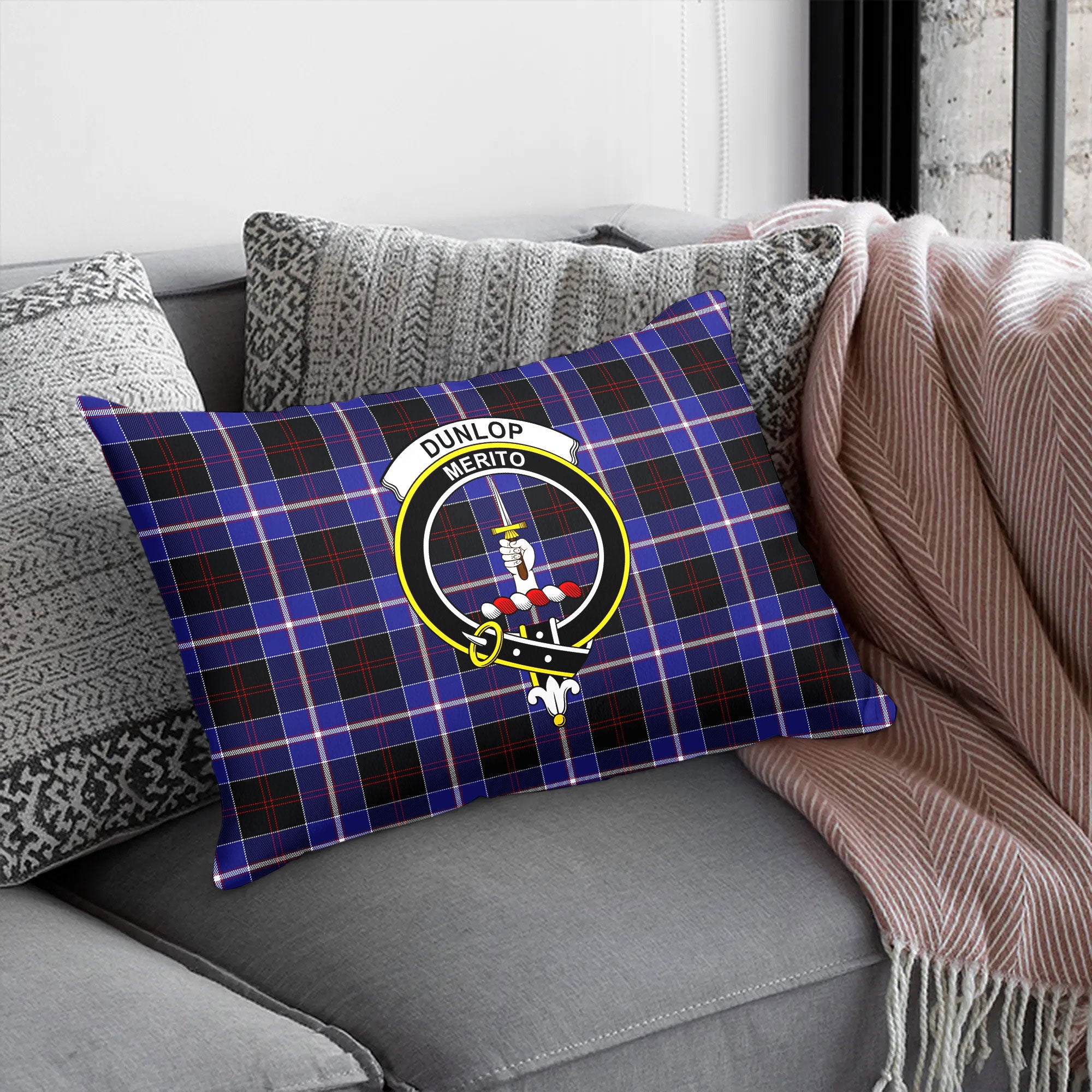 Dunlop Modern Tartan Crest Pillow Cover