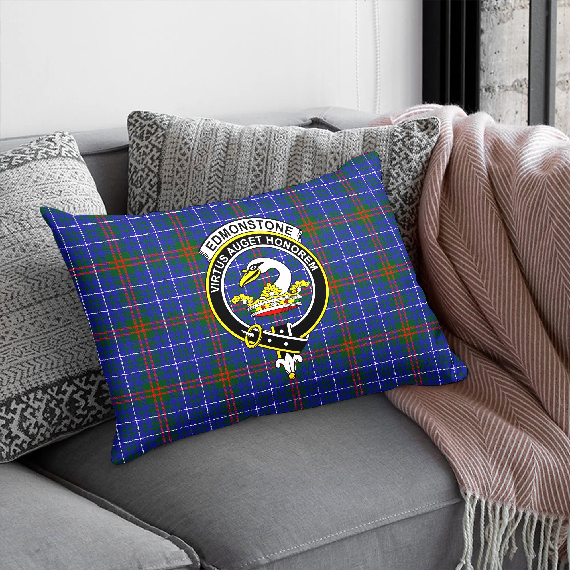 Edmonstone Tartan Crest Pillow Cover