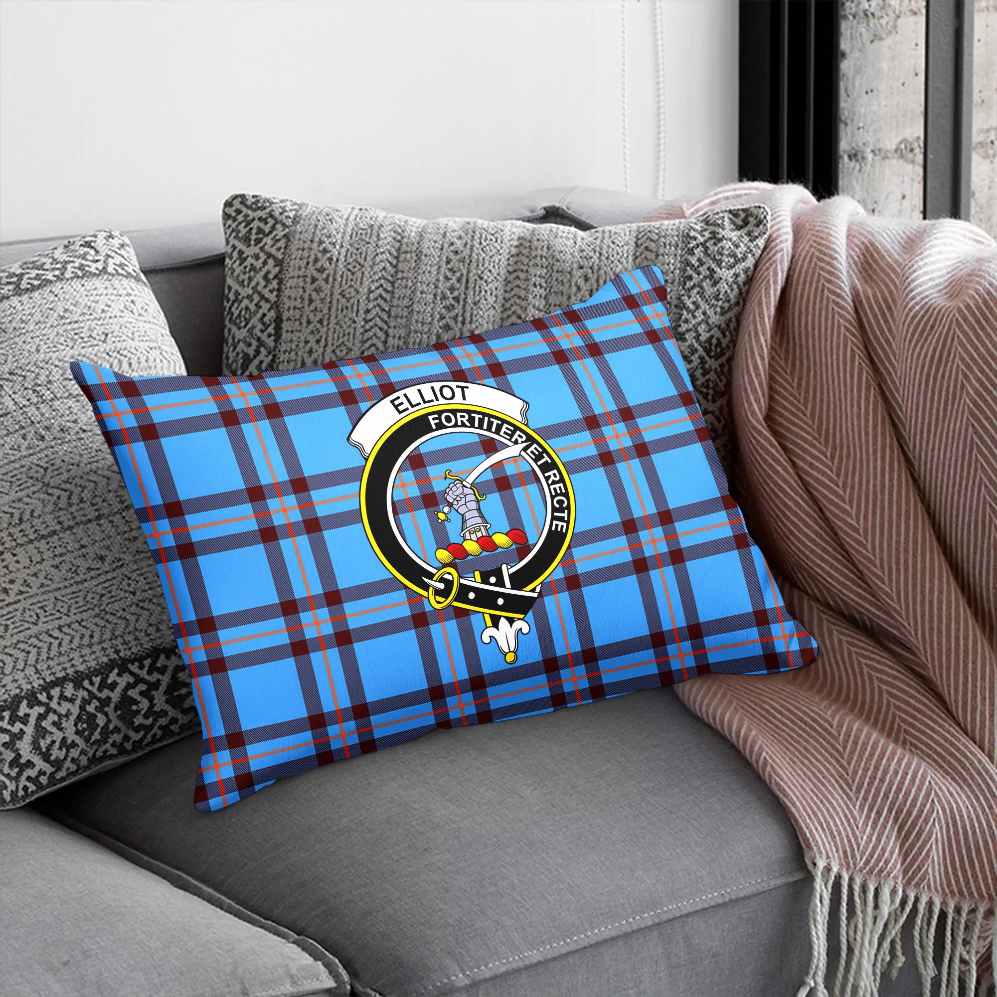 Elliot Ancient Tartan Crest Pillow Cover