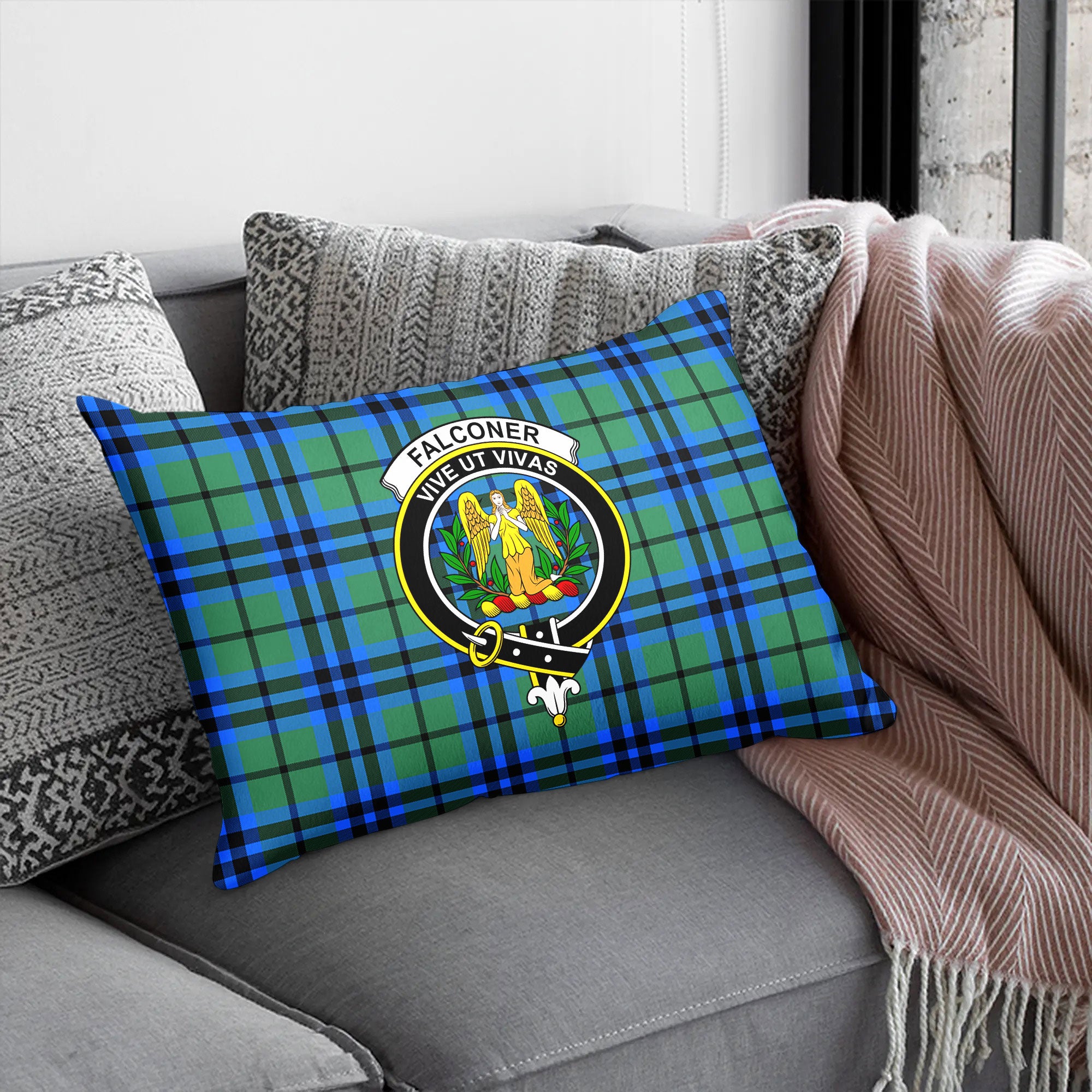 Falconer Tartan Crest Pillow Cover