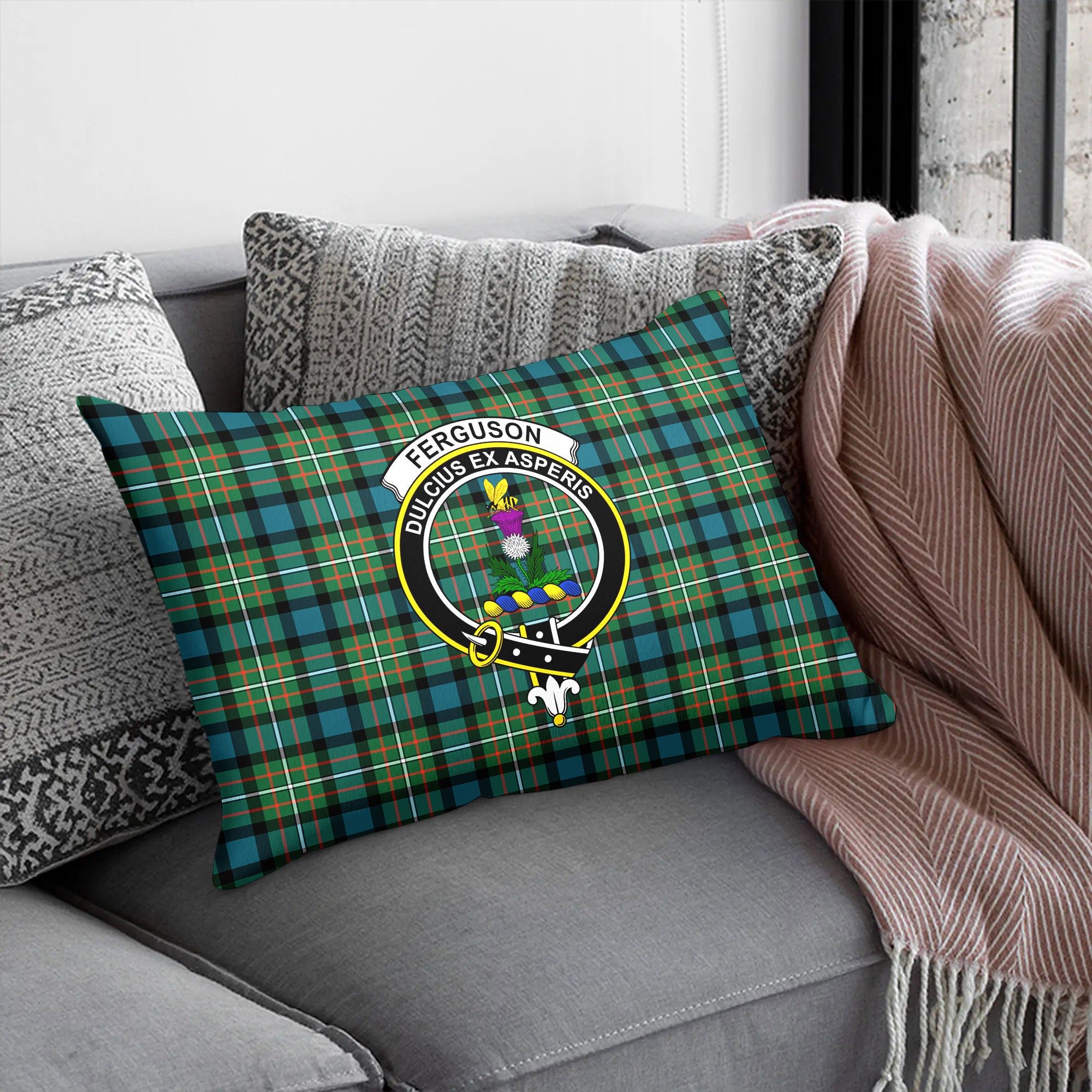 Ferguson Ancient Tartan Crest Pillow Cover