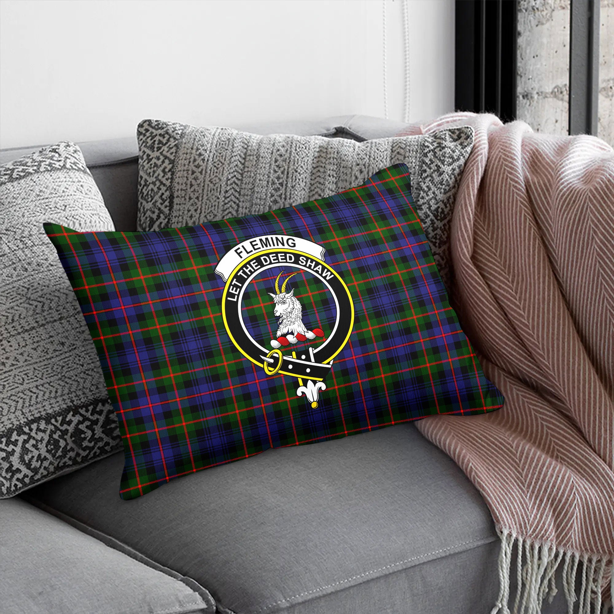 Fleming Tartan Crest Pillow Cover