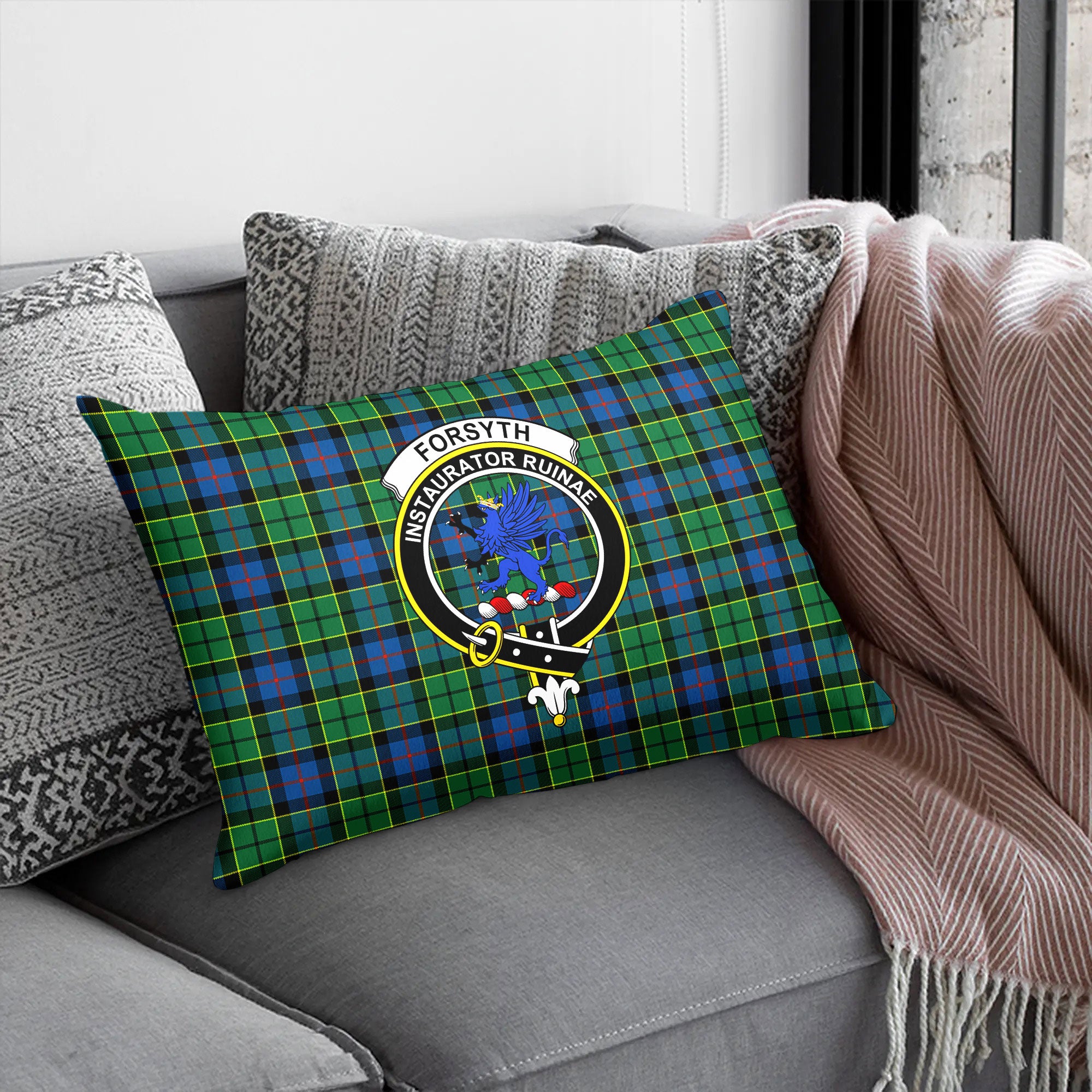 Forsyth Ancient Tartan Crest Pillow Cover