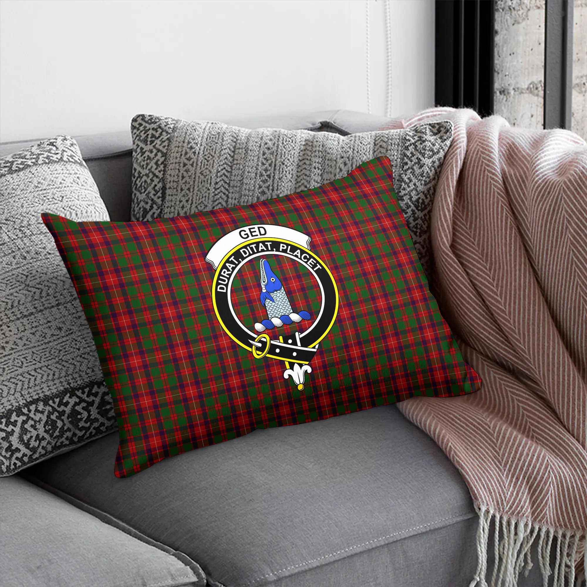 Ged Tartan Crest Pillow Cover