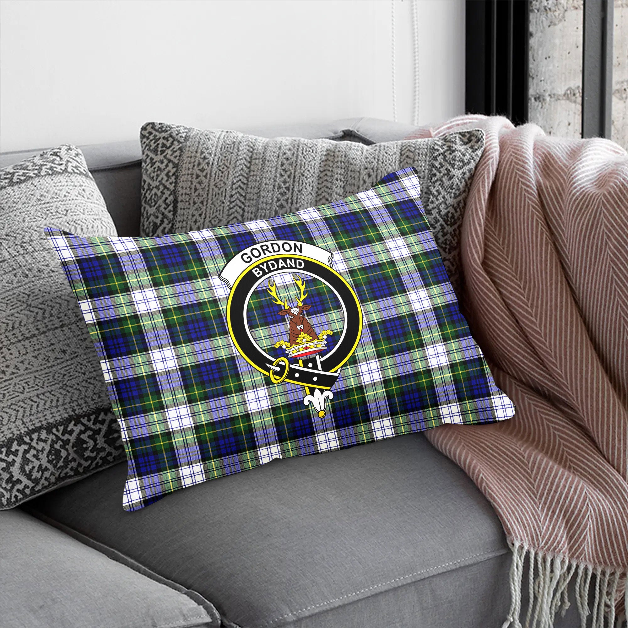 Gordon Dress Modern Tartan Crest Pillow Cover