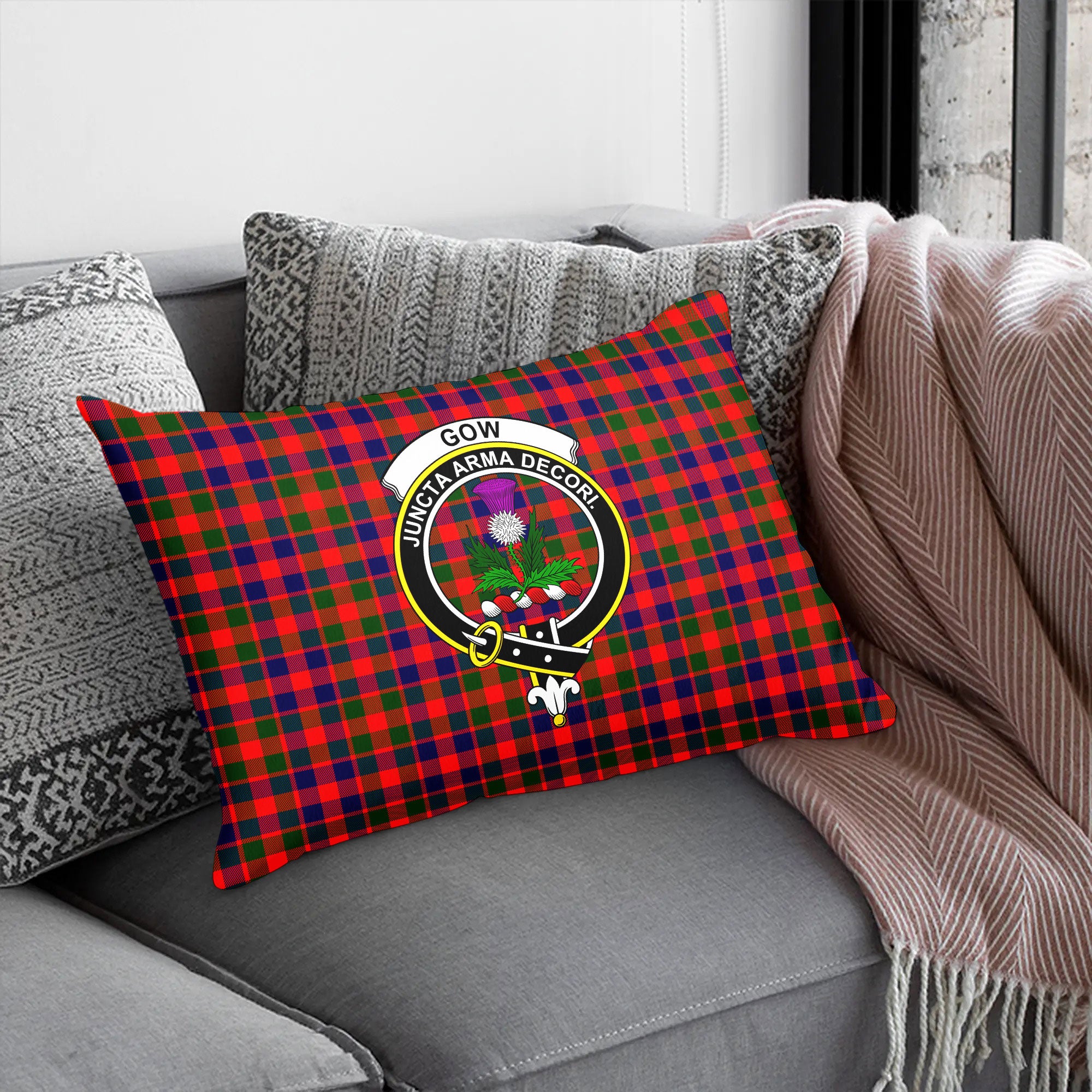 Gow (of Skeoch) Tartan Crest Pillow Cover