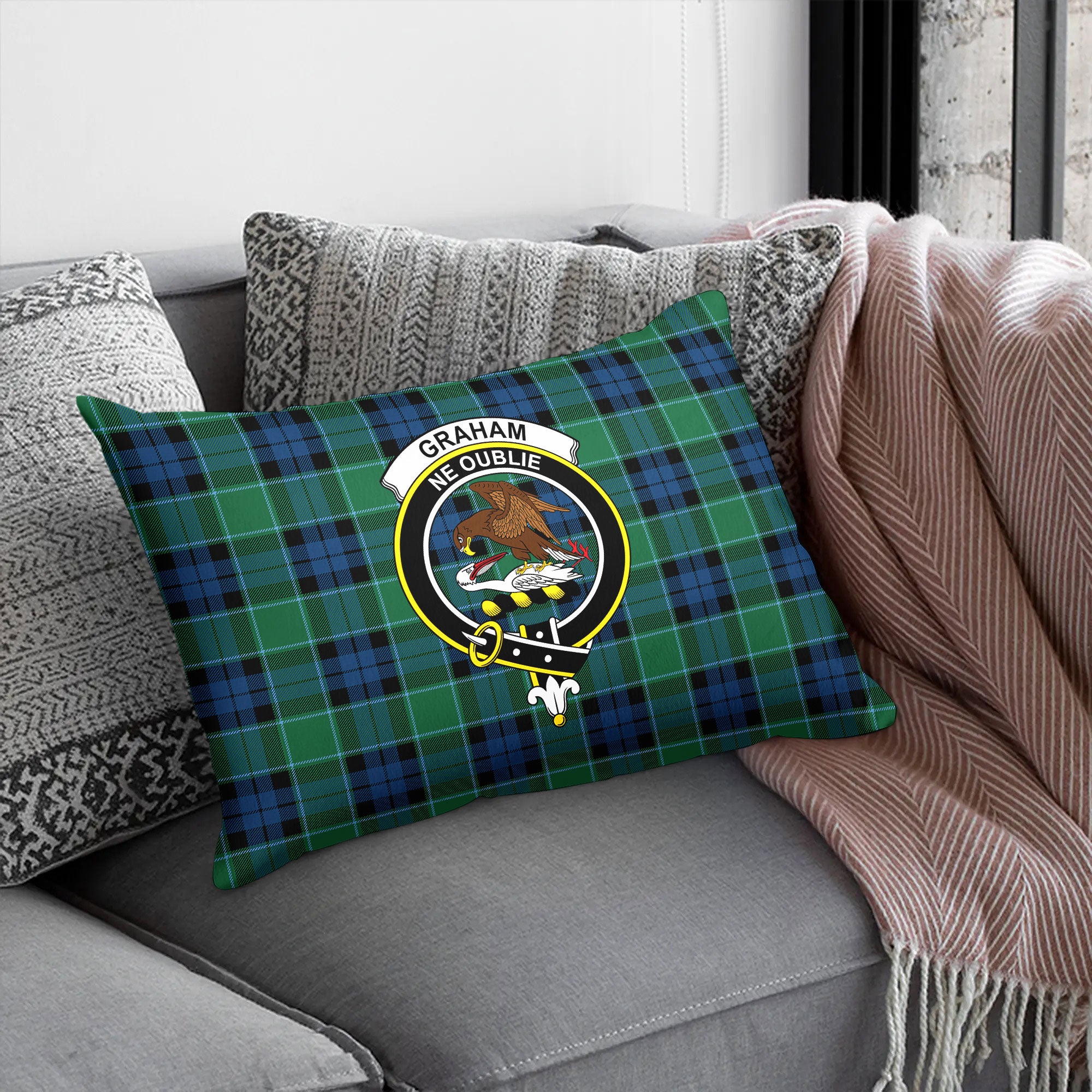 Graham of Menteith Ancient Tartan Crest Pillow Cover