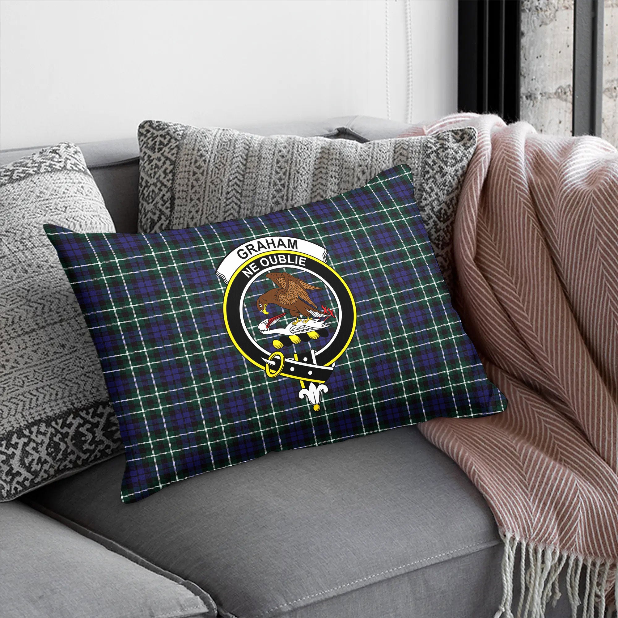 Graham of Montrose Modern Tartan Crest Pillow Cover