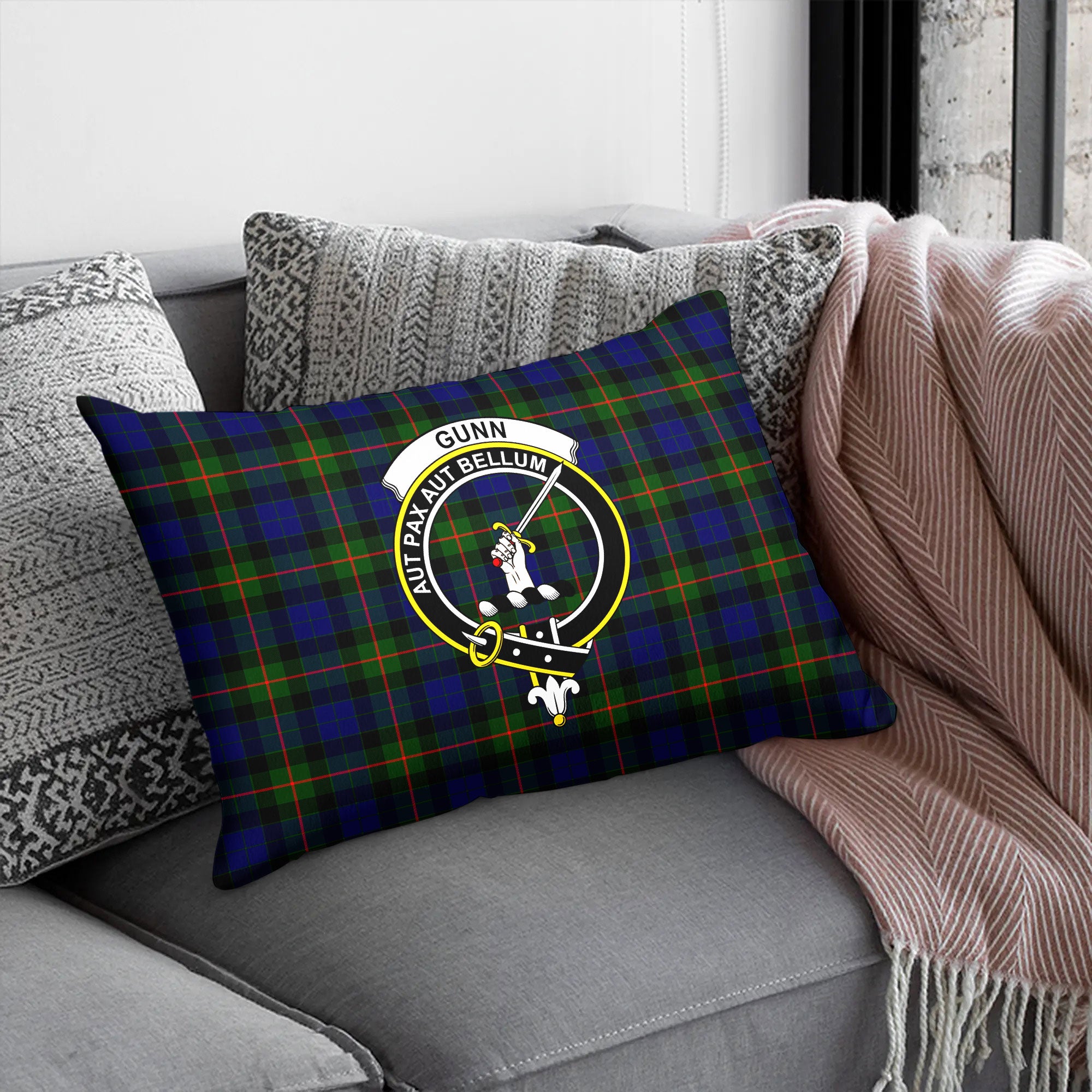 Gunn Modern Tartan Crest Pillow Cover