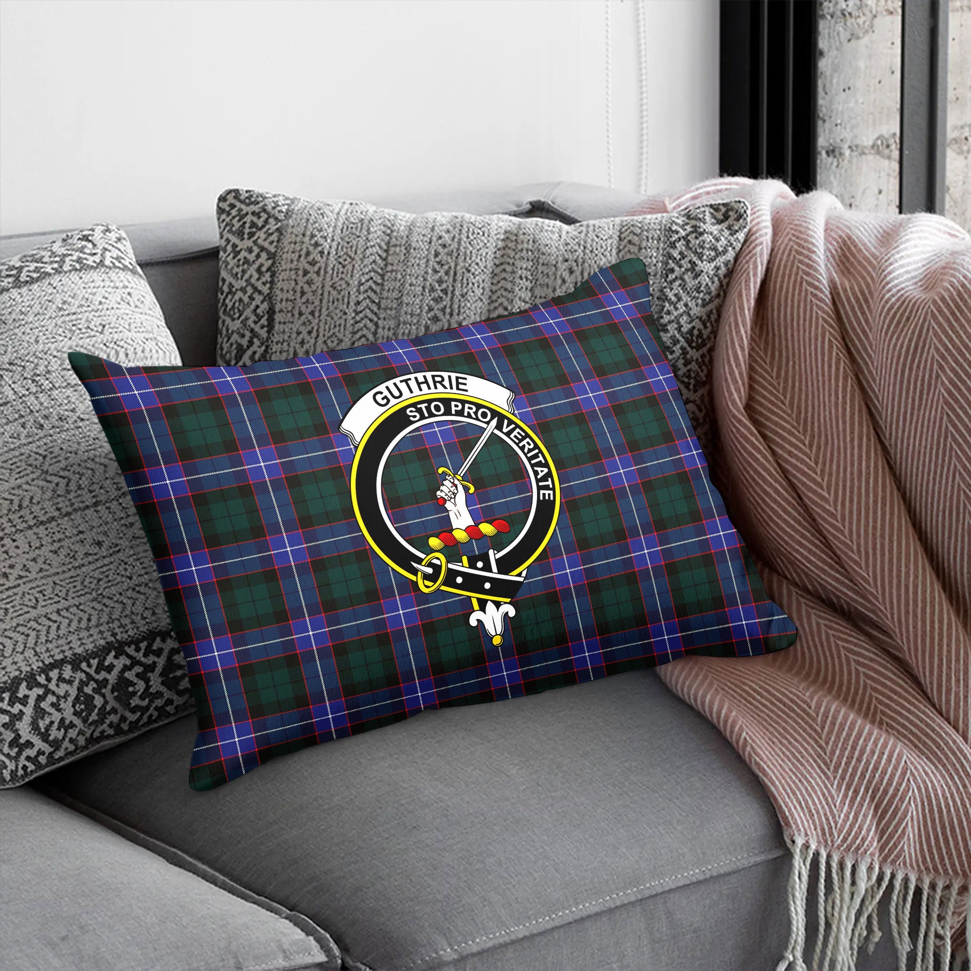 Guthrie Modern Tartan Crest Pillow Cover