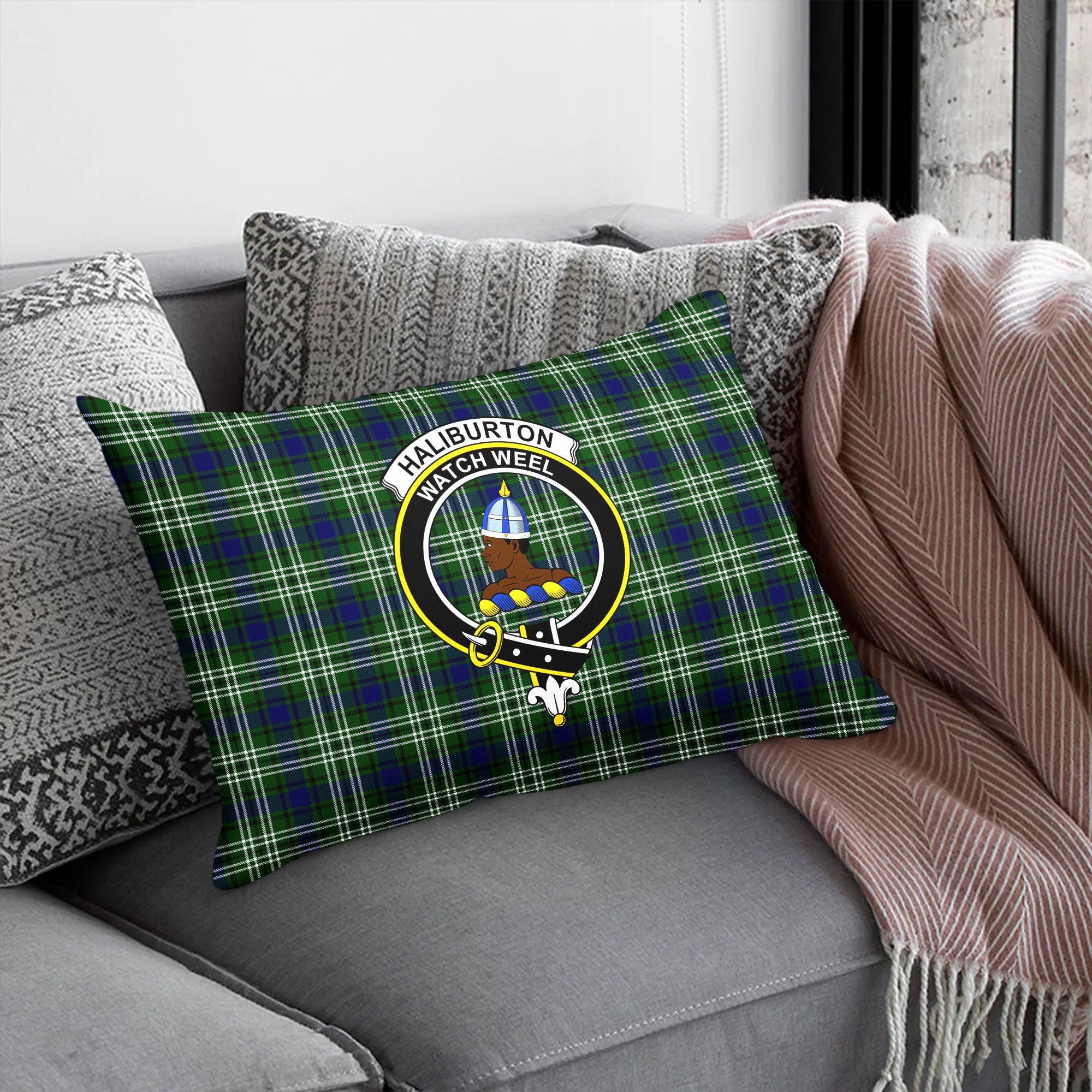 Haliburton Tartan Crest Pillow Cover