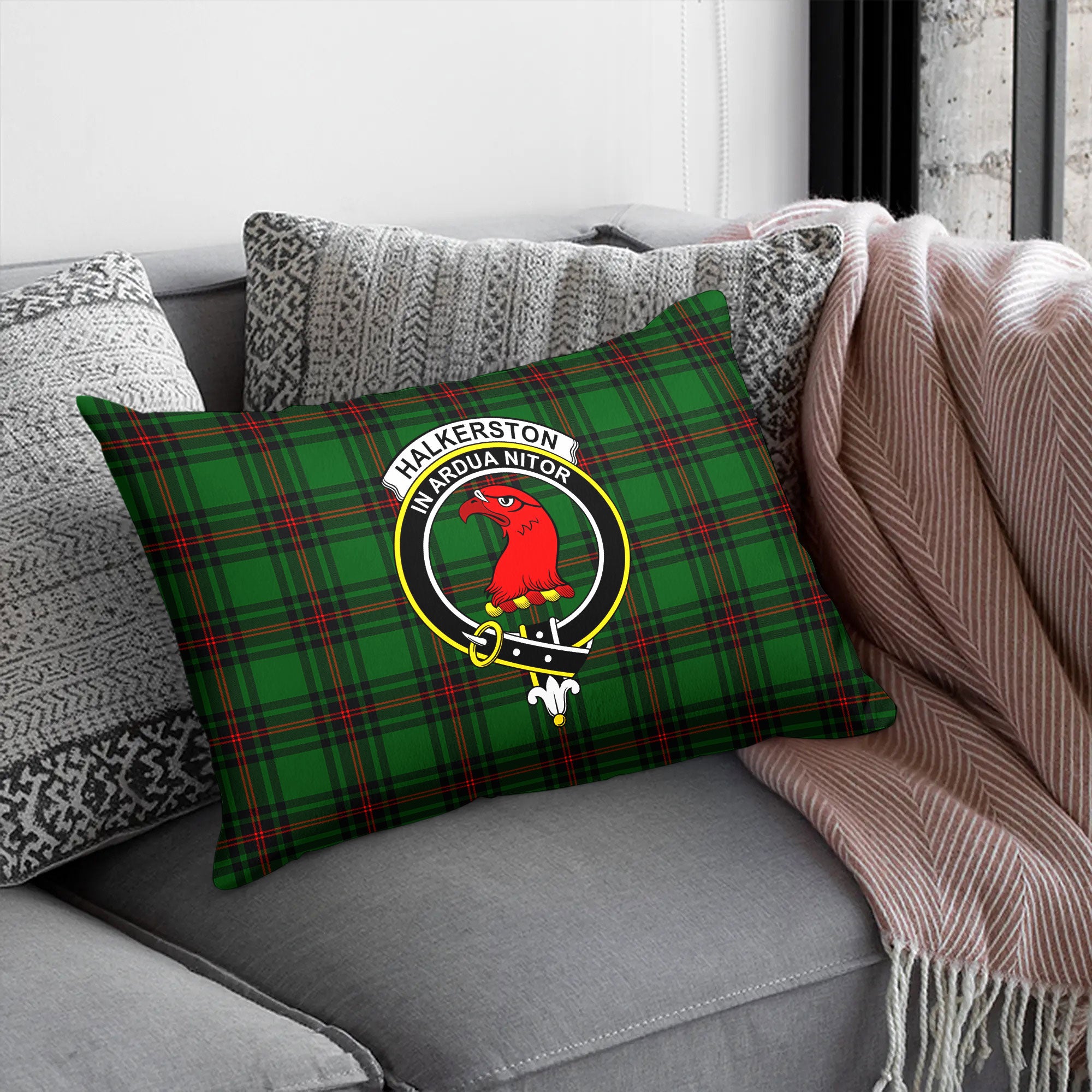 Halkerston Tartan Crest Pillow Cover