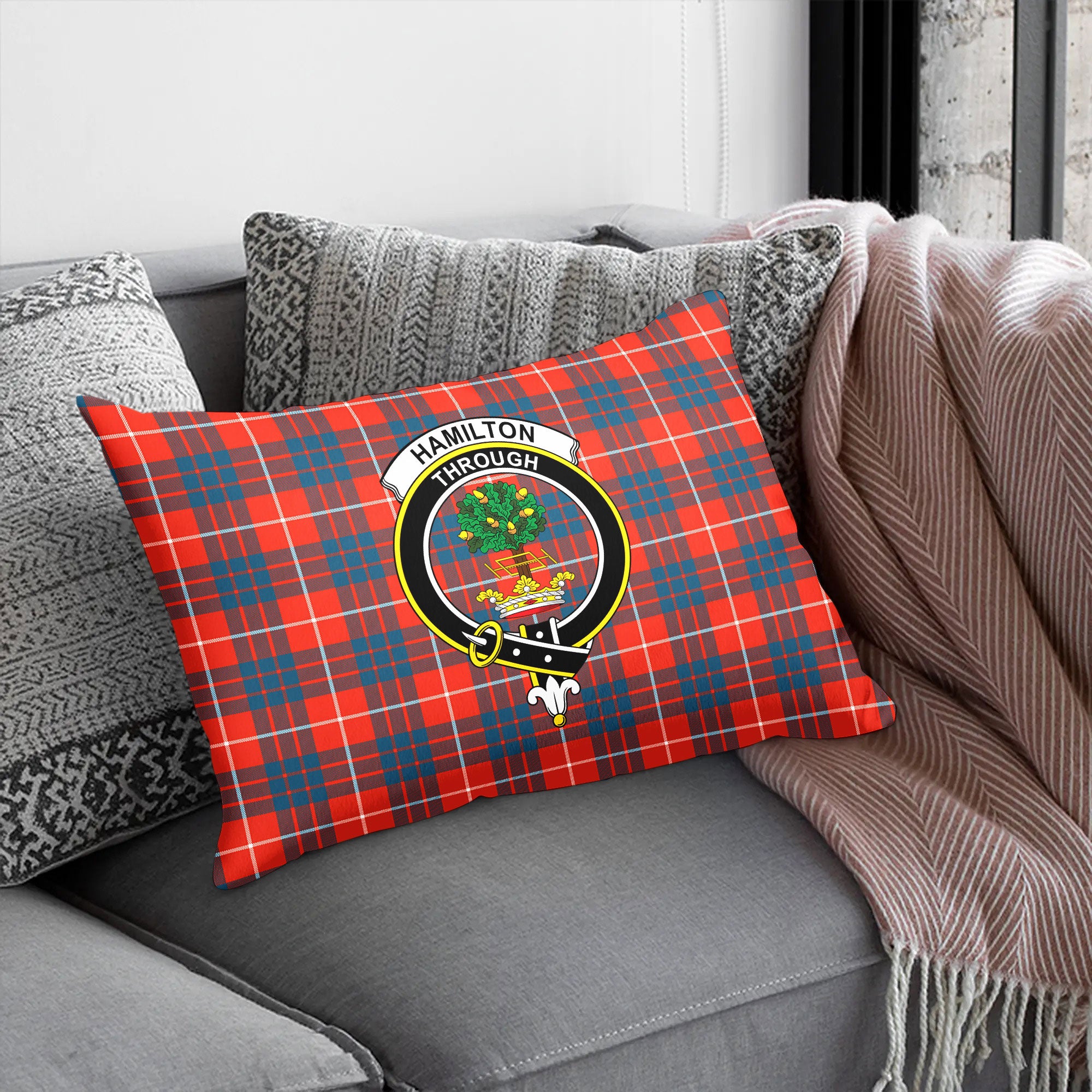 Hamilton Ancient Tartan Crest Pillow Cover