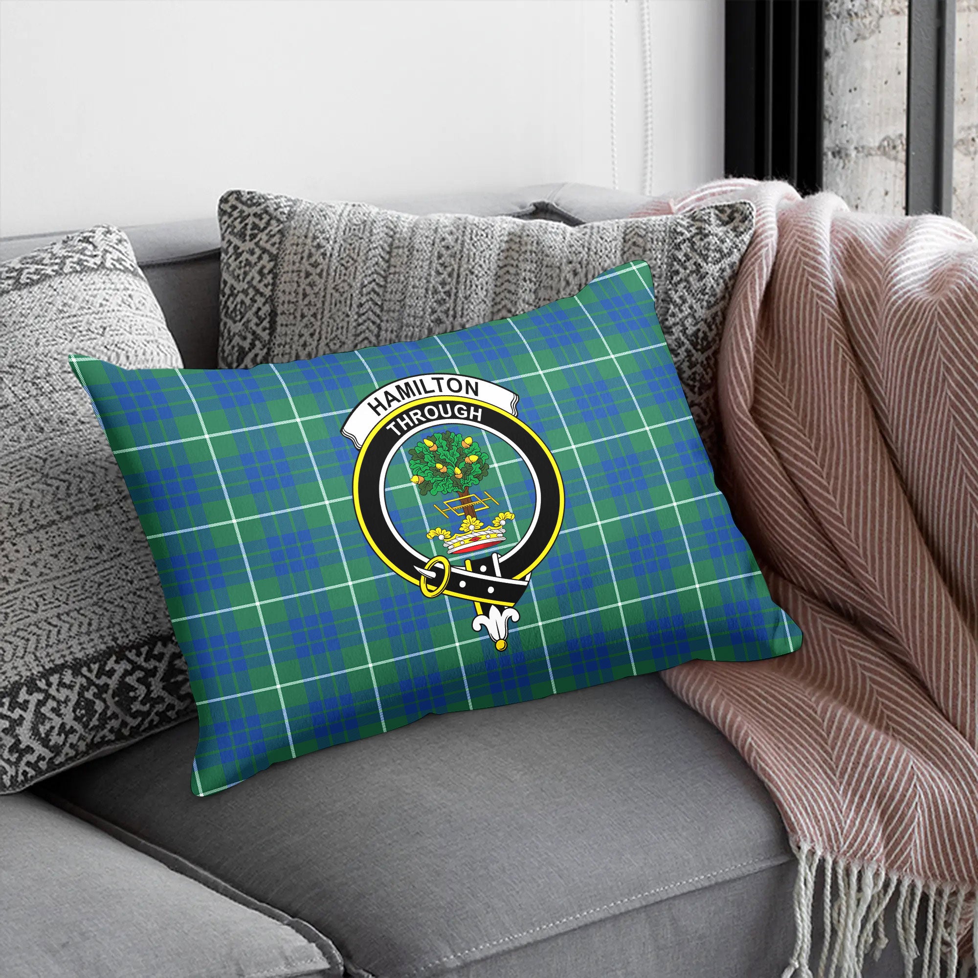 Hamilton Hunting Ancient Tartan Crest Pillow Cover