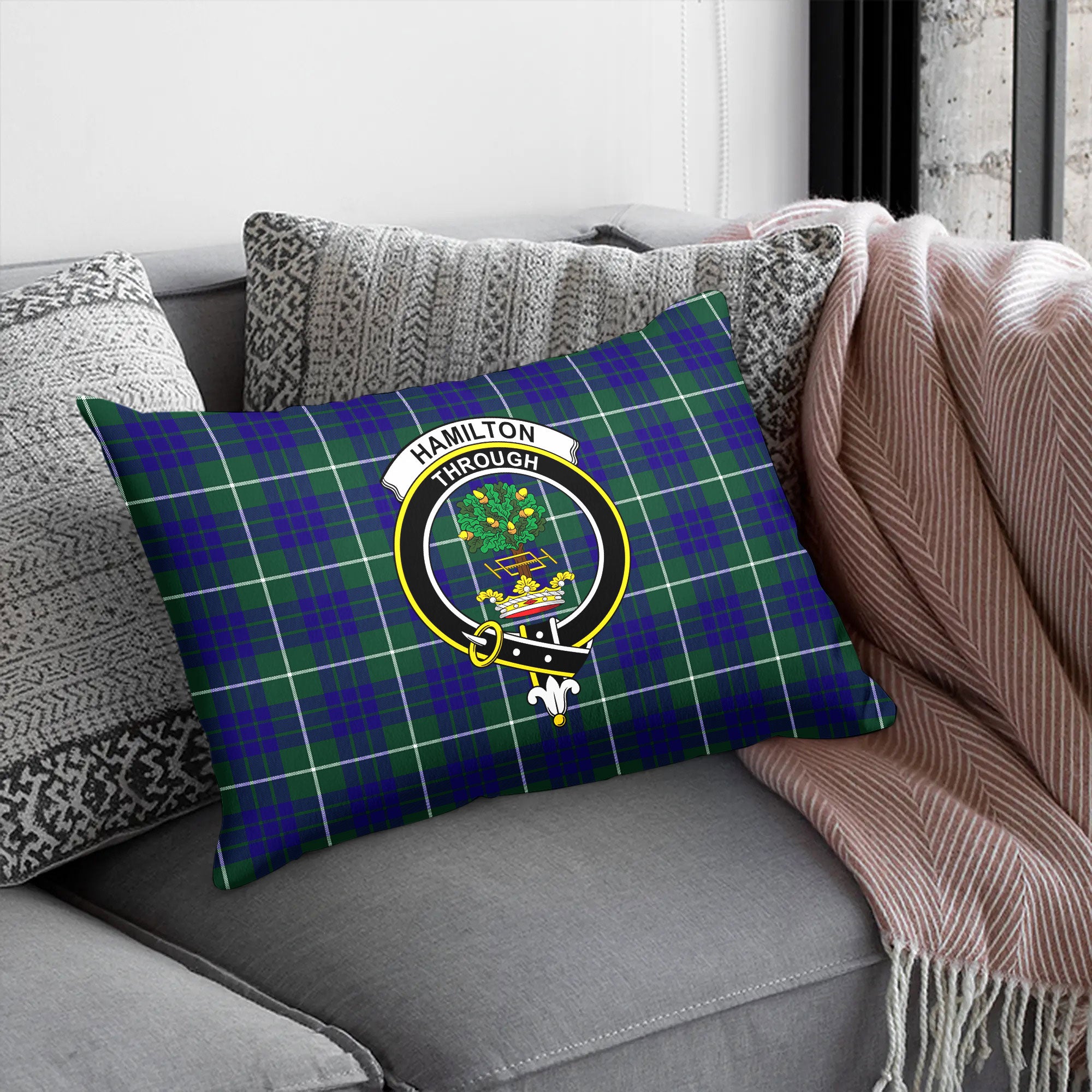 Hamilton Hunting Modern Tartan Crest Pillow Cover