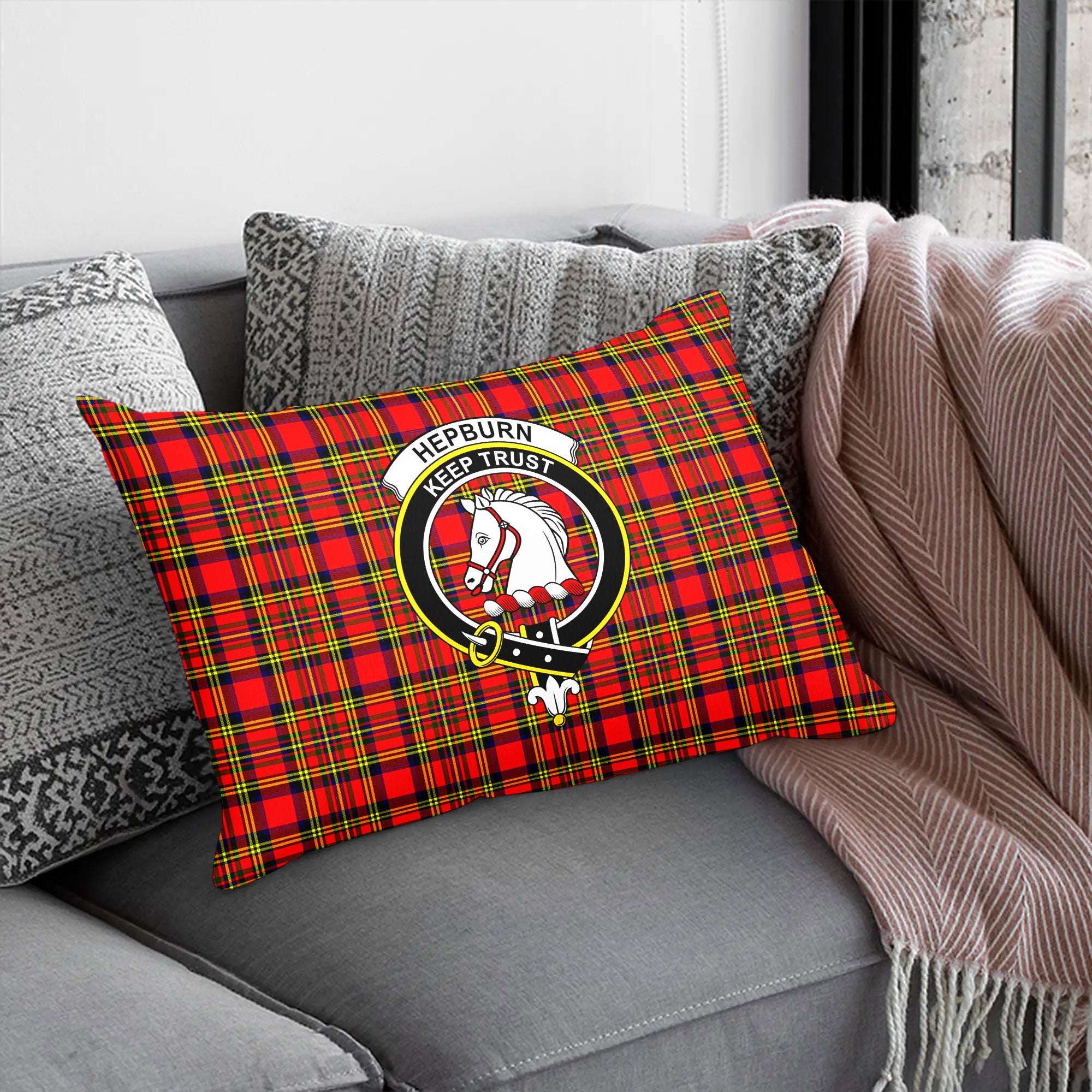 Hepburn Tartan Crest Pillow Cover