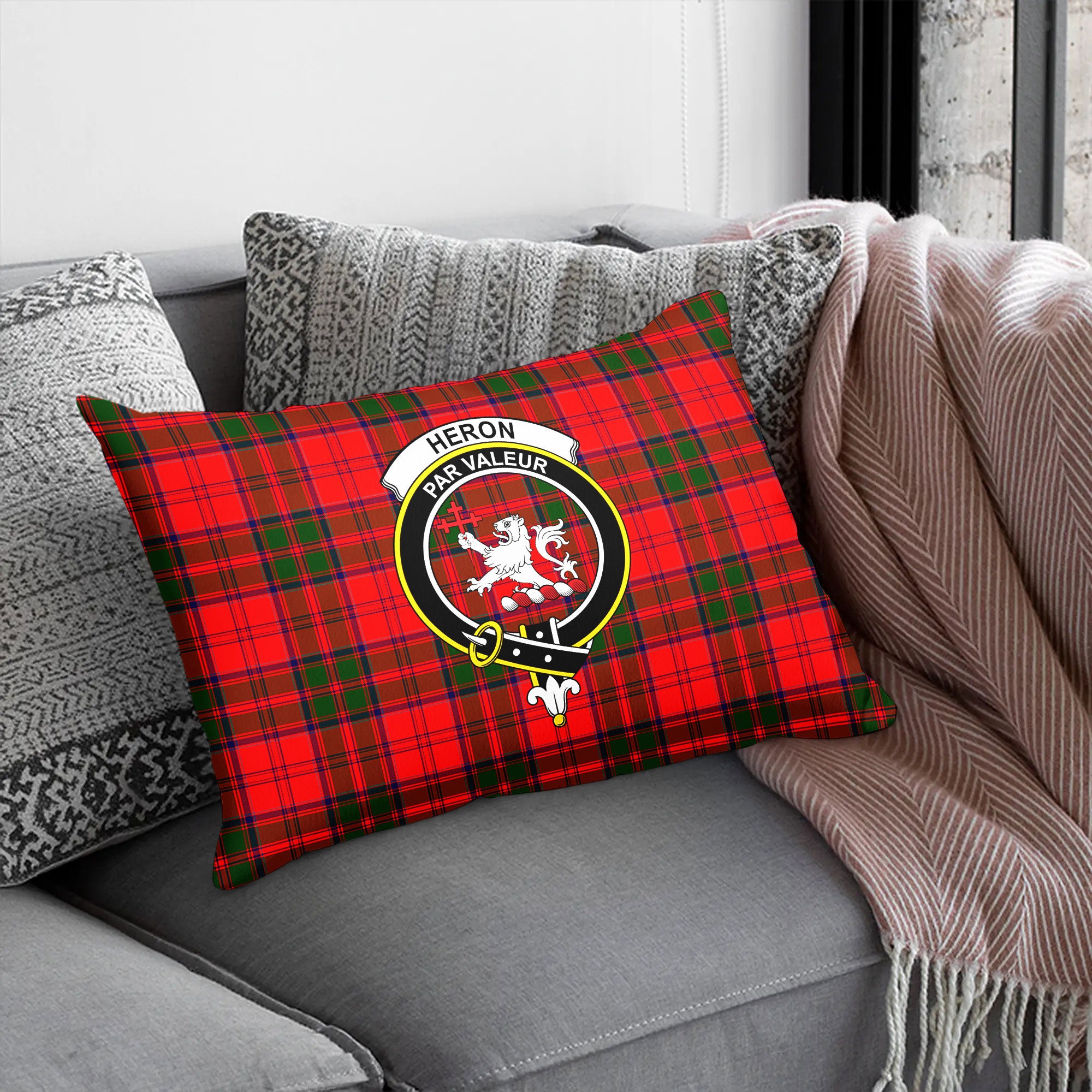 Heron Tartan Crest Pillow Cover