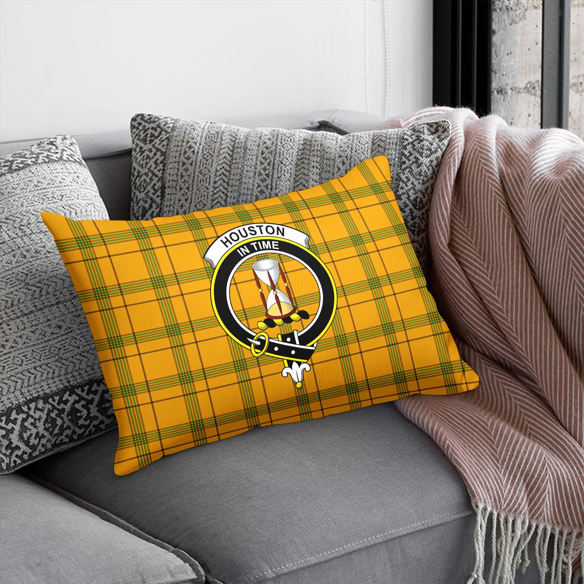 Houston Tartan Crest Pillow Cover