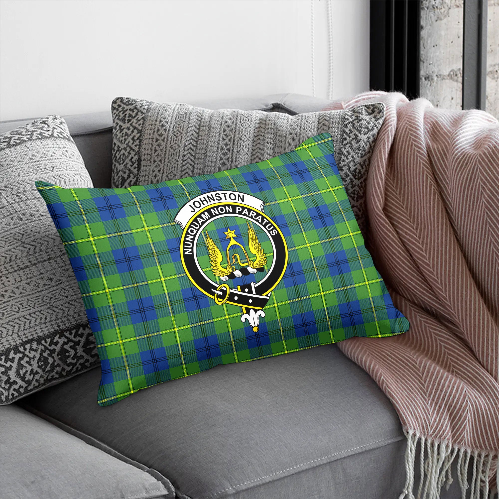 Johnston Ancient Tartan Crest Pillow Cover