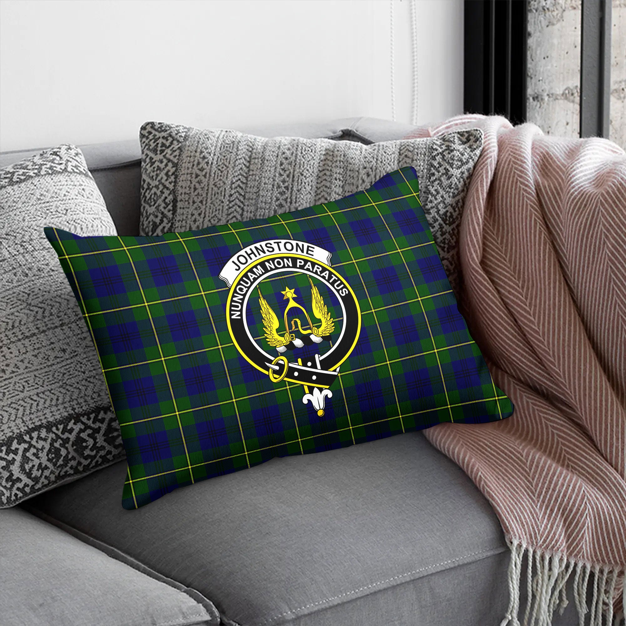 Johnstone Modern Tartan Crest Pillow Cover