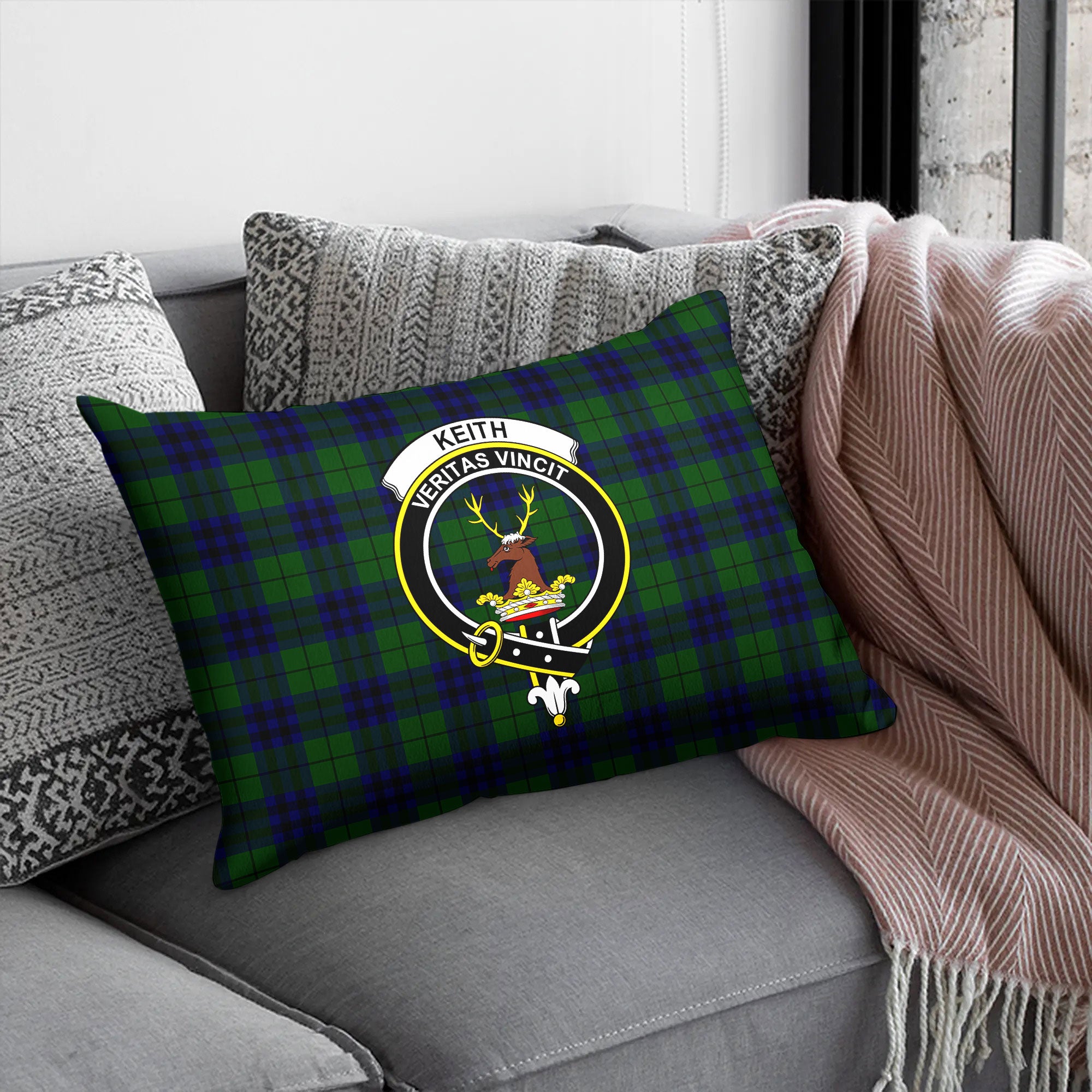 Keith Modern Tartan Crest Pillow Cover