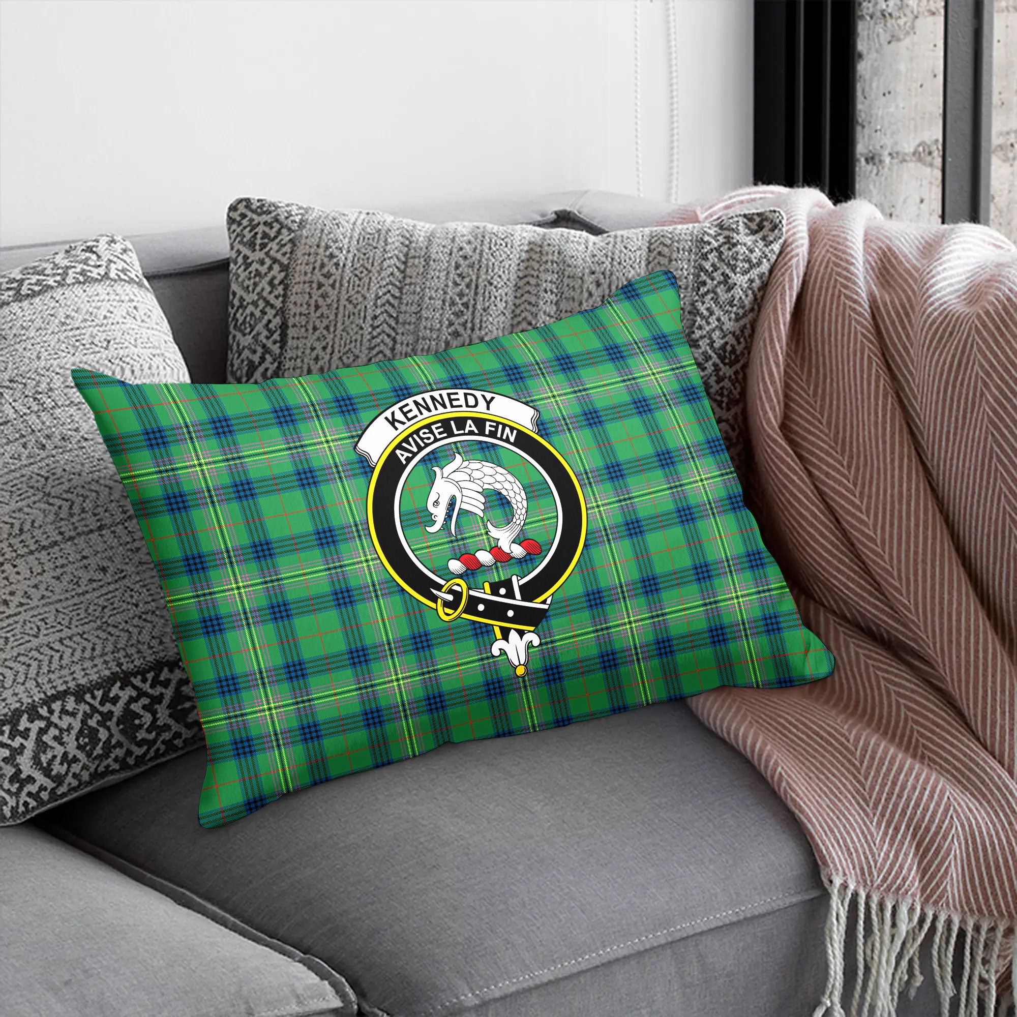 Kennedy Ancient Tartan Crest Pillow Cover