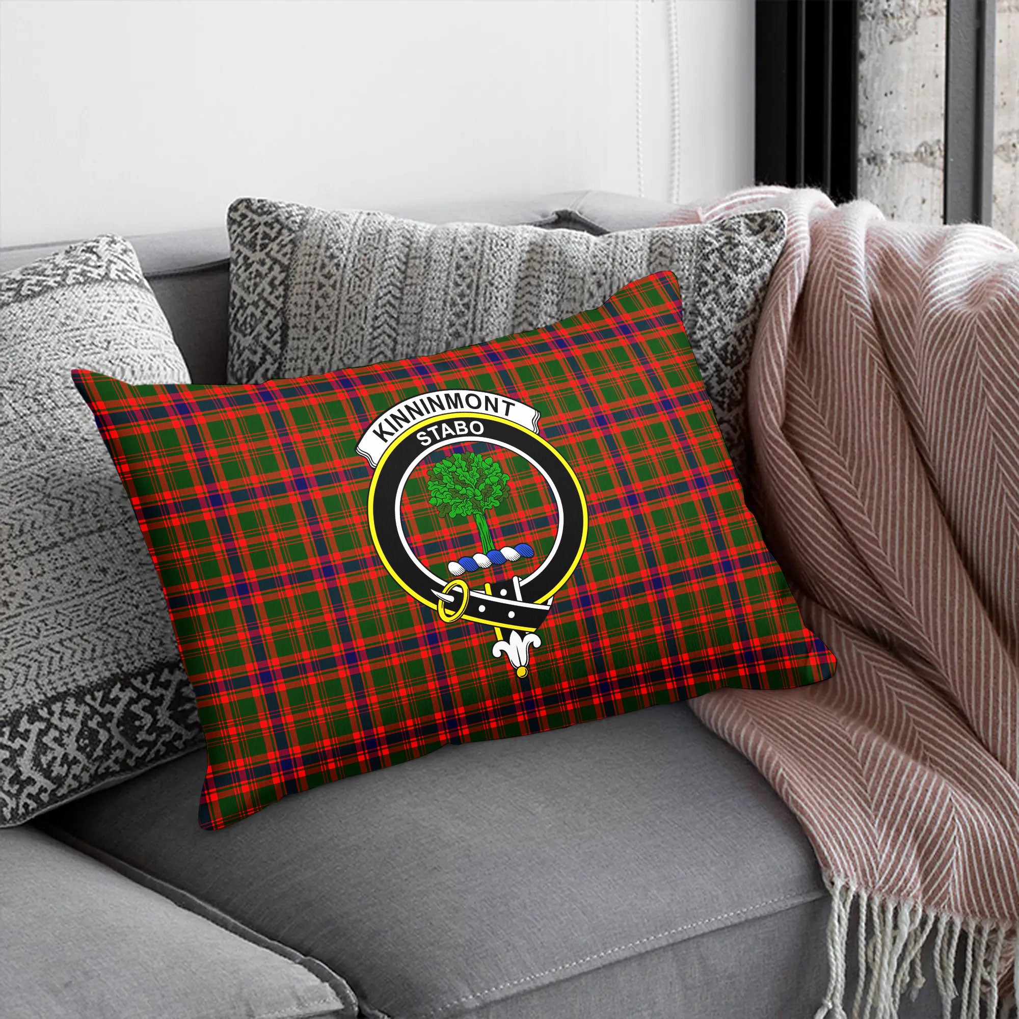 Kinninmont Tartan Crest Pillow Cover