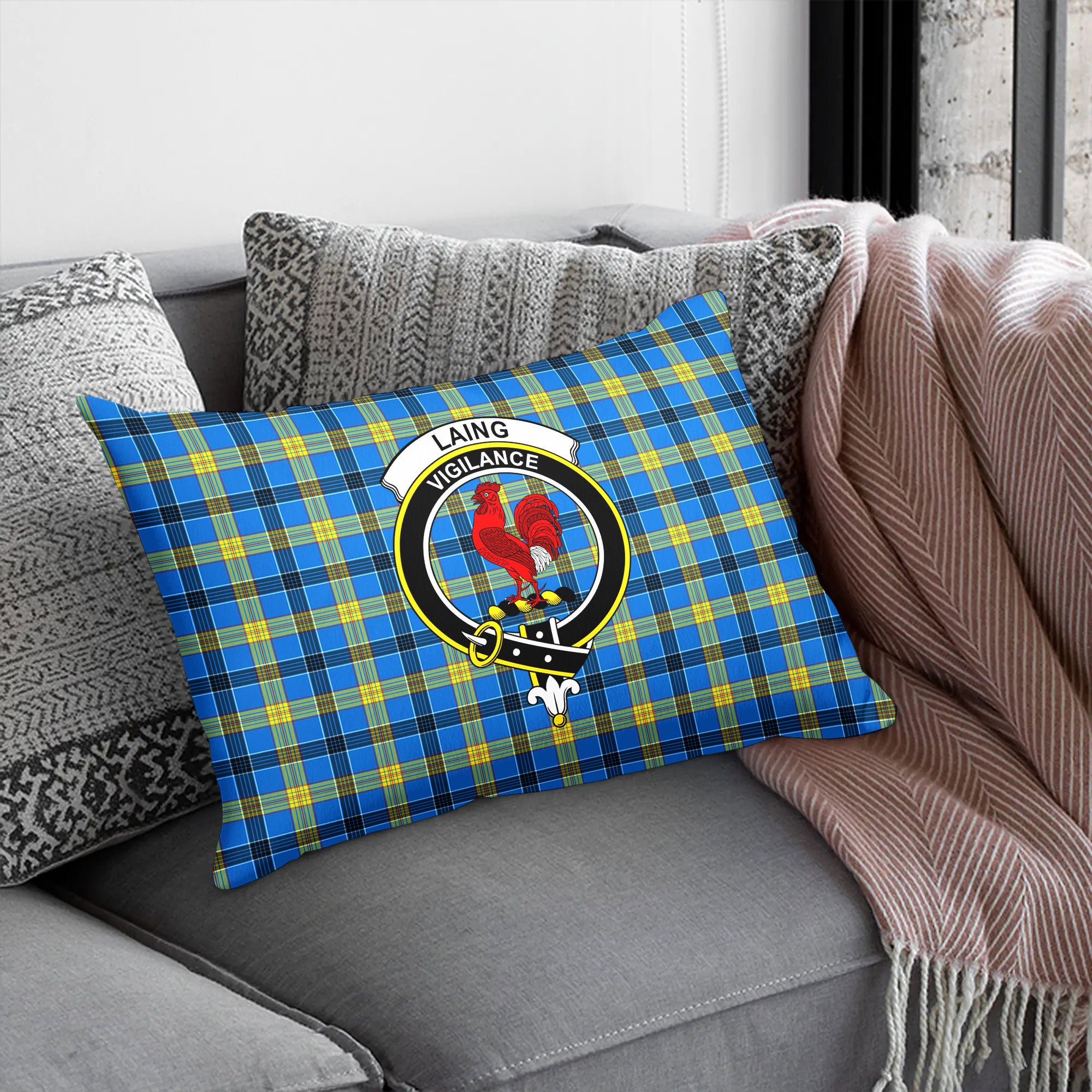 Laing Tartan Crest Pillow Cover