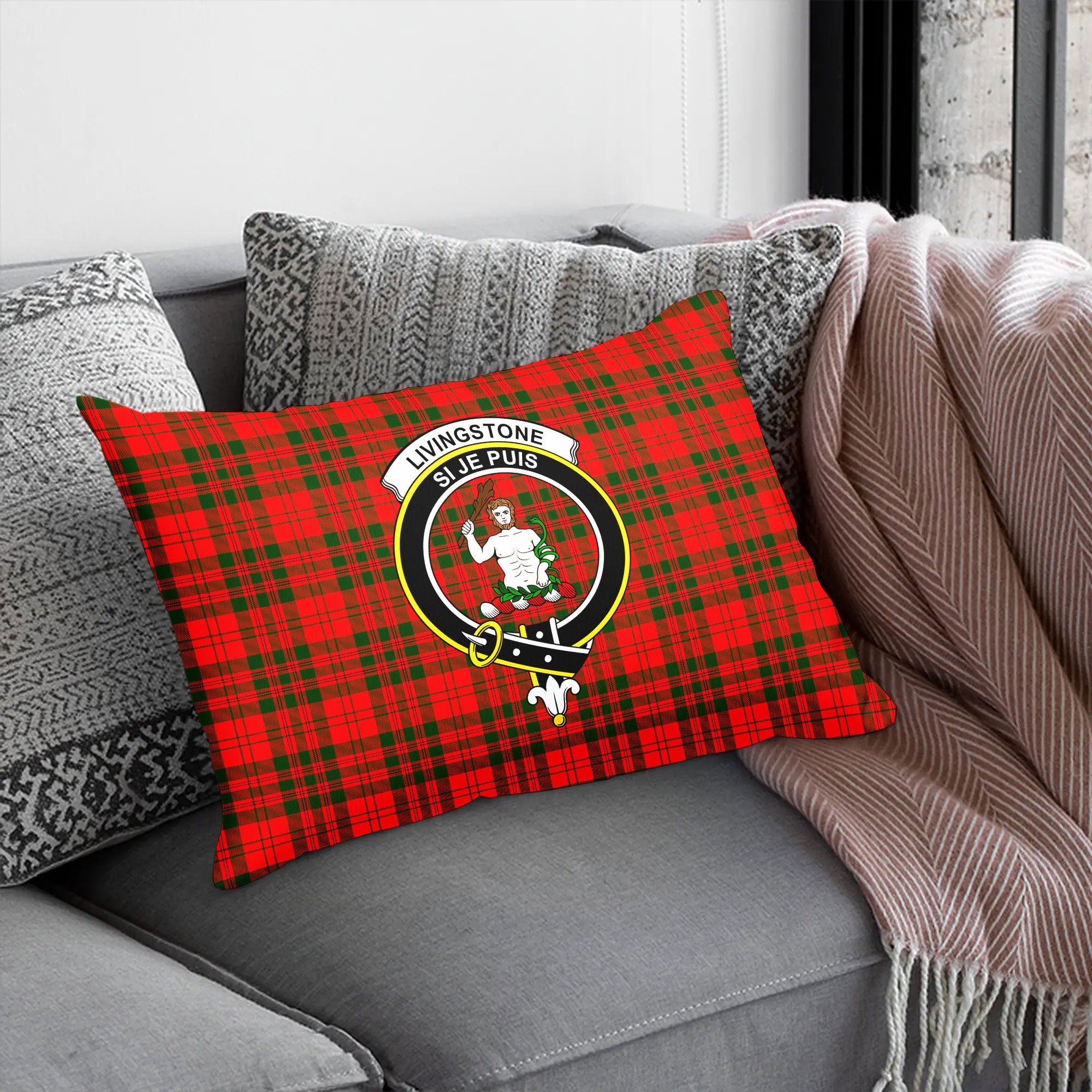 Livingstone Tartan Crest Pillow Cover