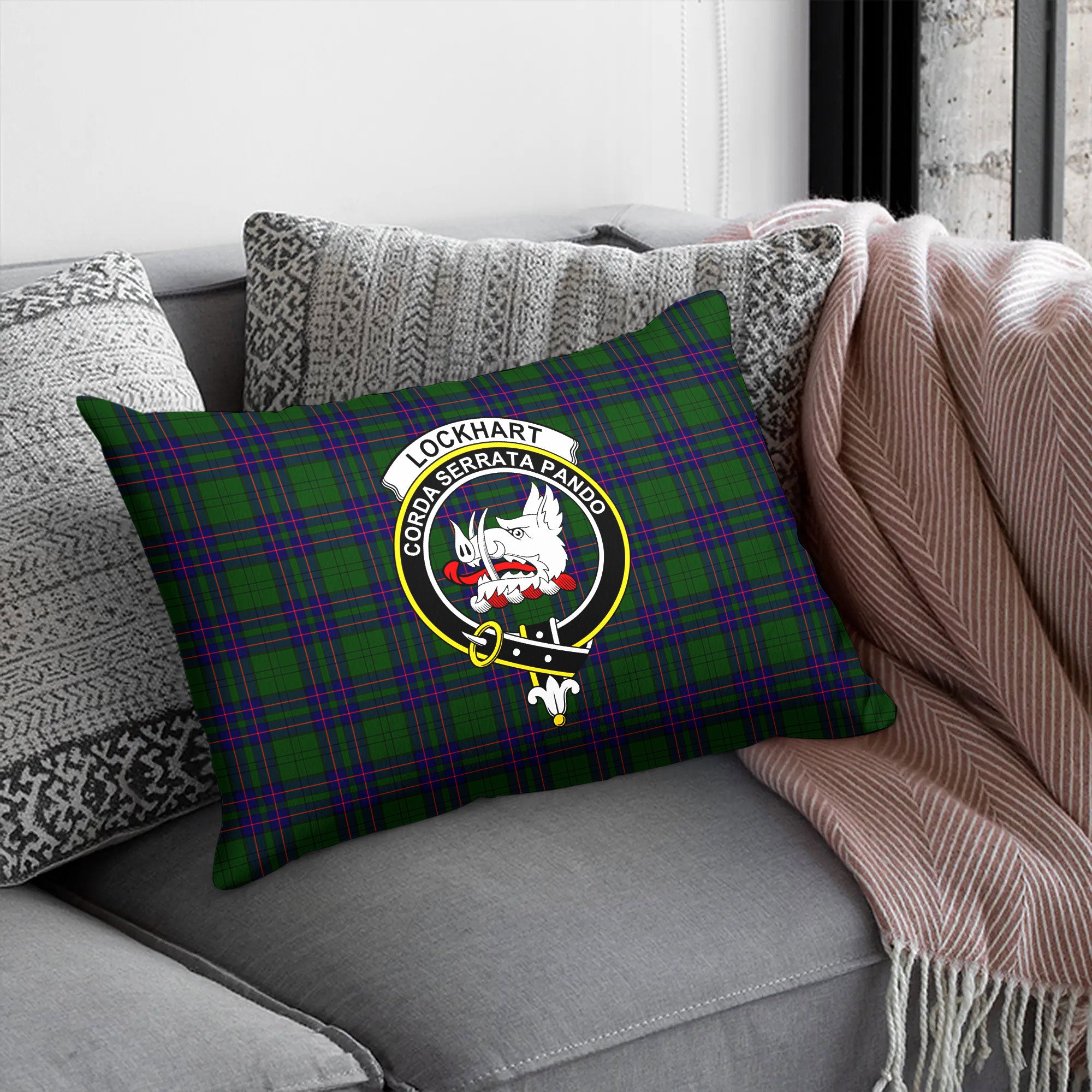 Lockhart Modern Tartan Crest Pillow Cover