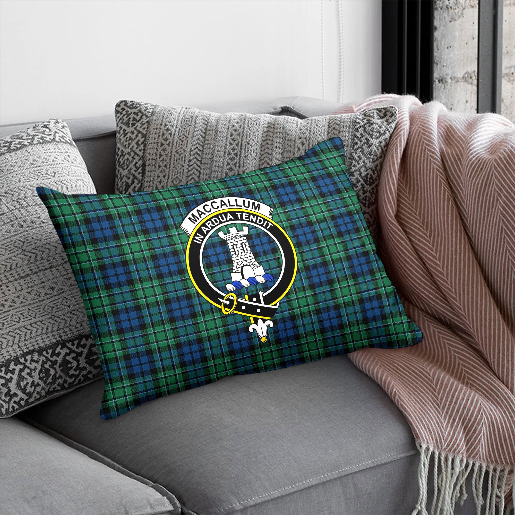 MacCallum Ancient Tartan Crest Pillow Cover