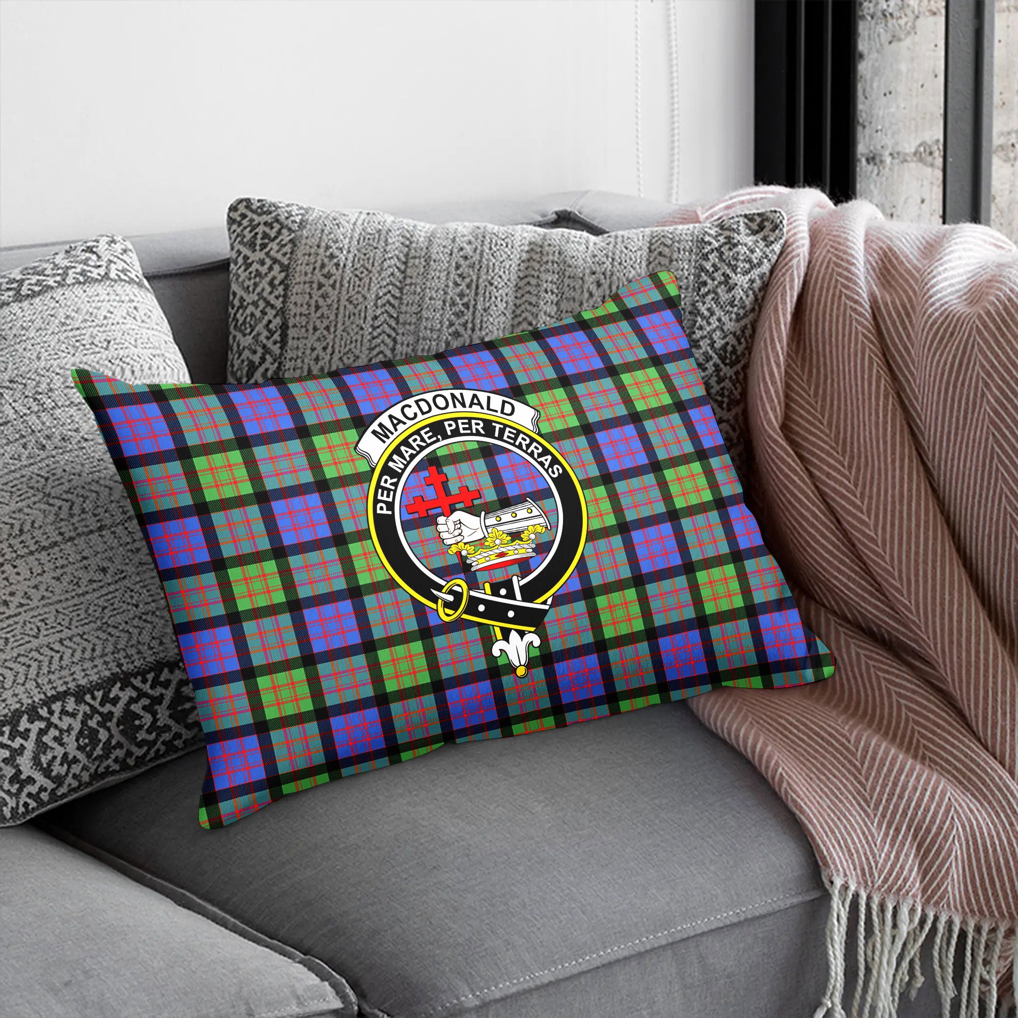 MacDonald Ancient Tartan Crest Pillow Cover