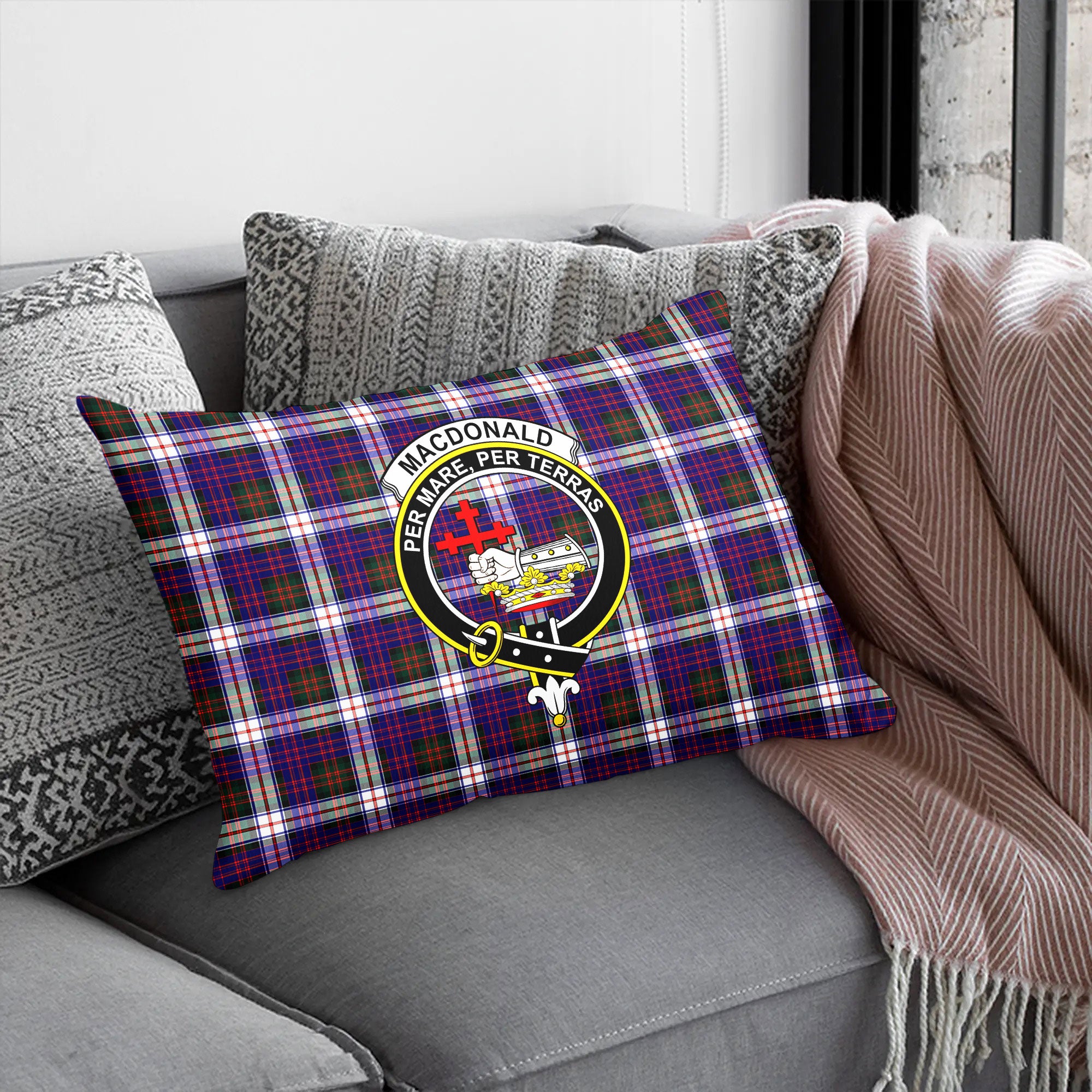 MacDonald Dress Modern Tartan Crest Pillow Cover