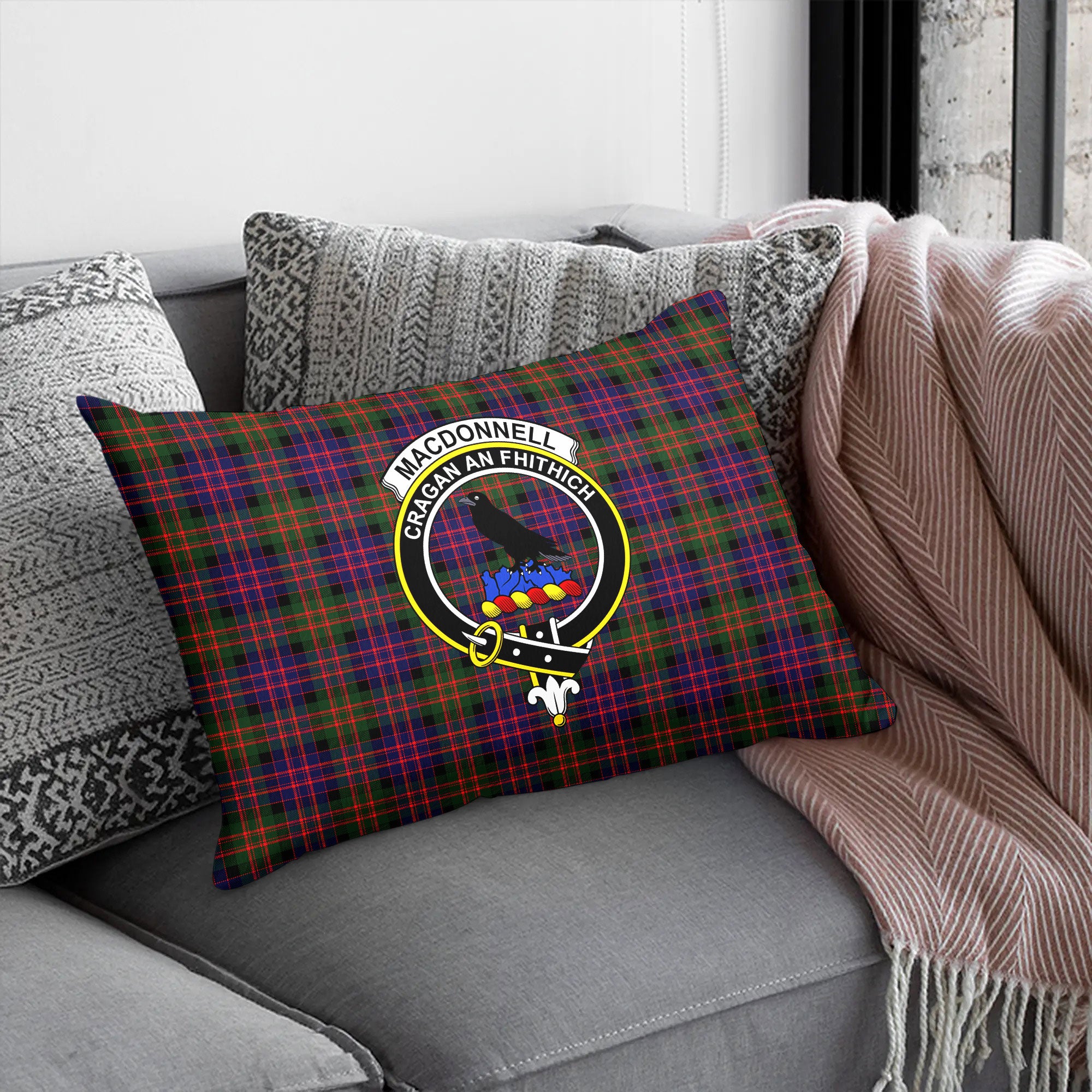 MacDonnell of Glengarry Modern Tartan Crest Pillow Cover