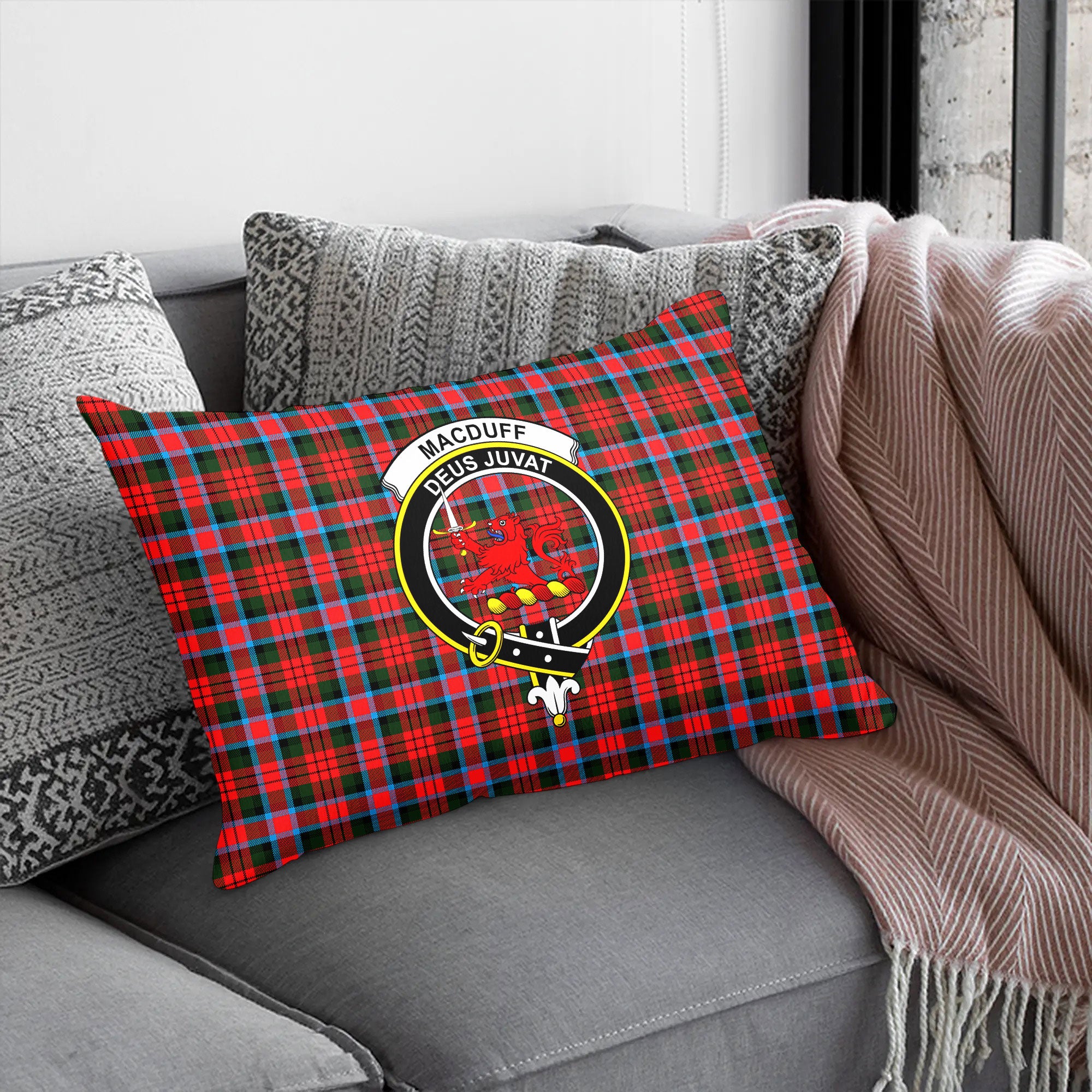 MacDuff Modern Tartan Crest Pillow Cover