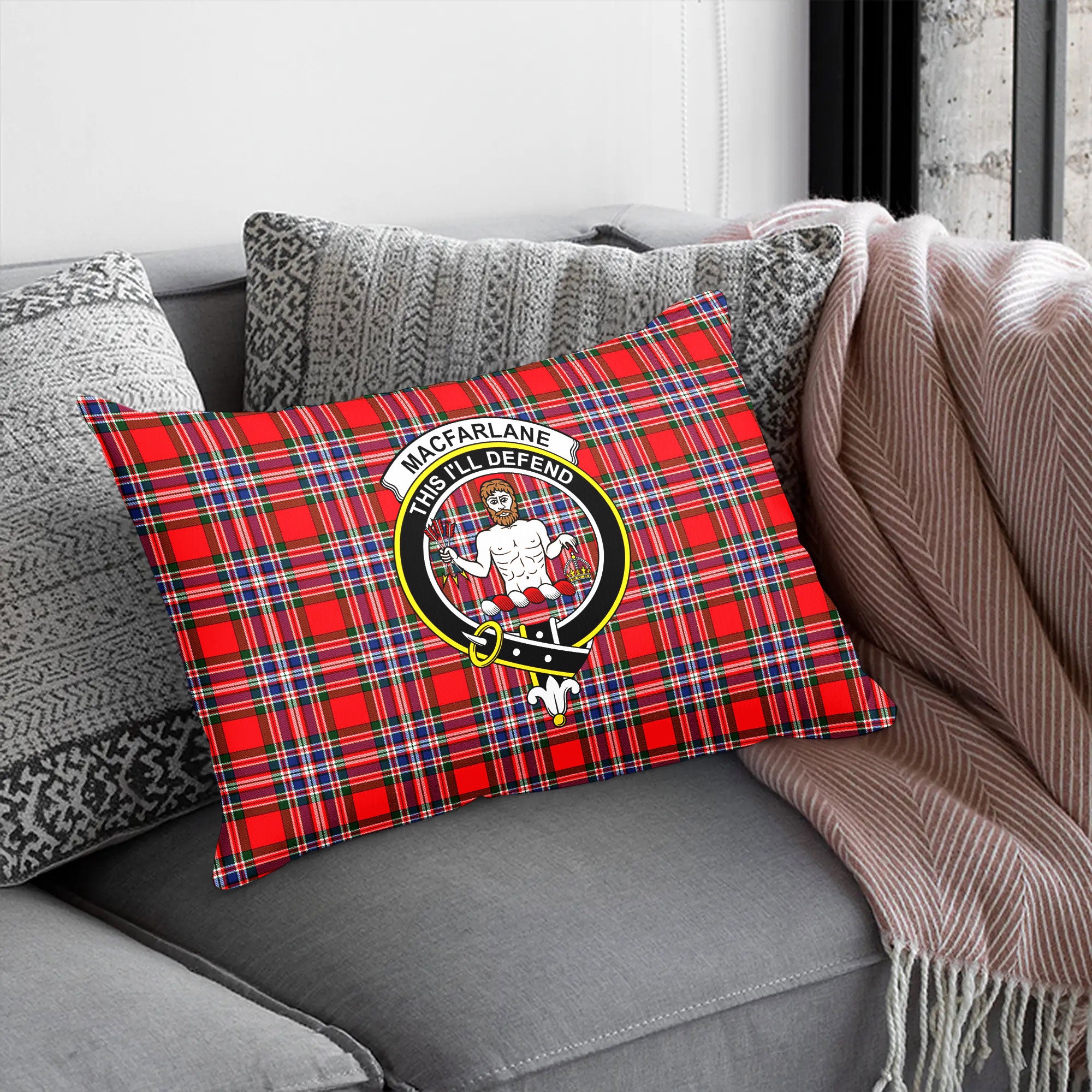 MacFarlane Modern Tartan Crest Pillow Cover