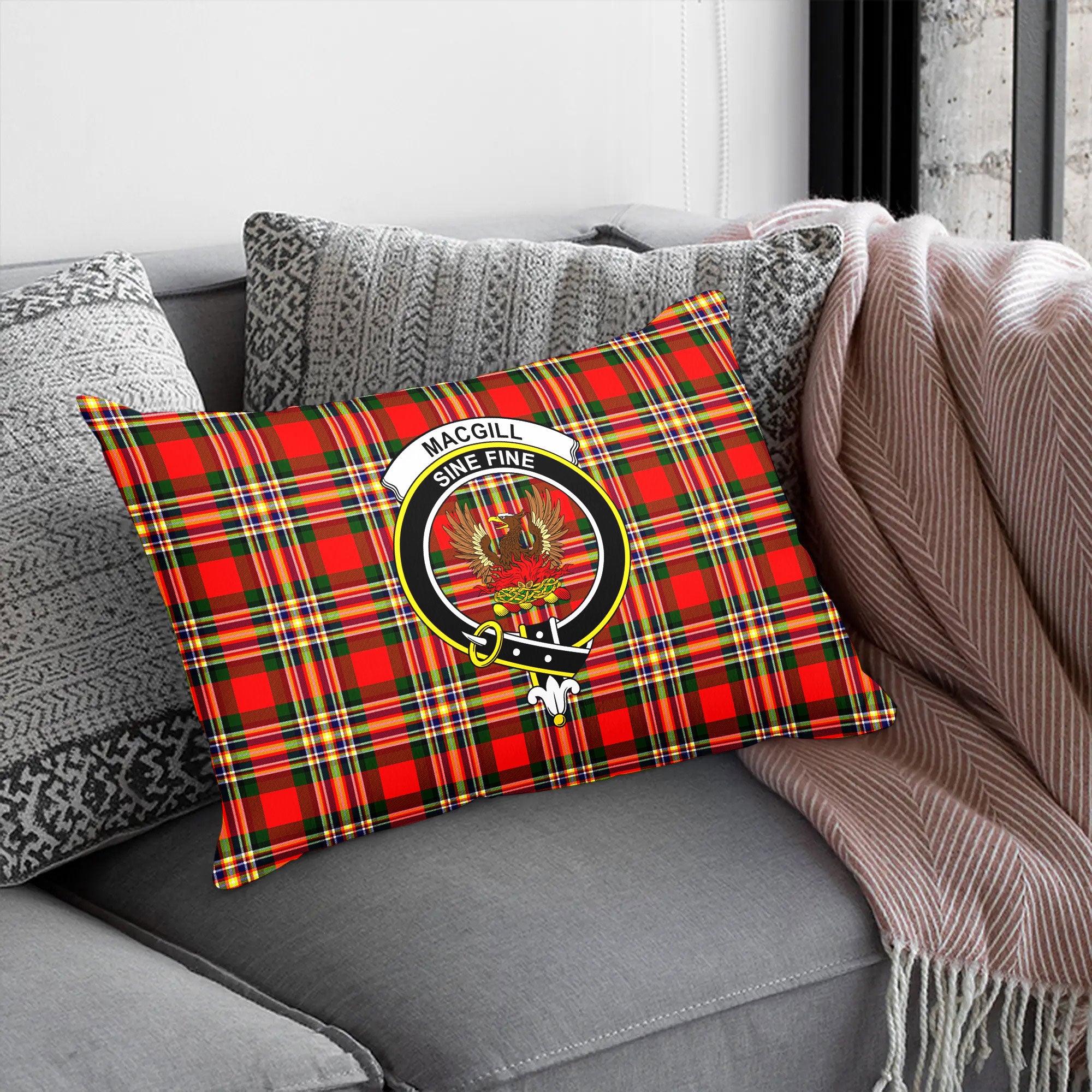 MacGill Modern Tartan Crest Pillow Cover