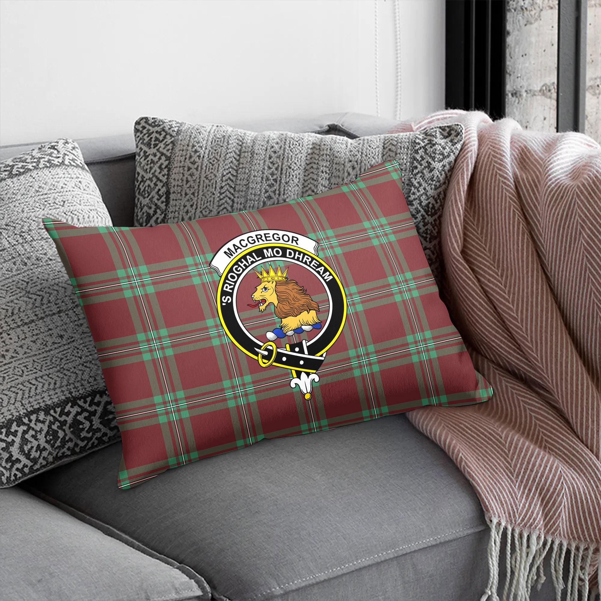 MacGregor Hunting Ancient Tartan Crest Pillow Cover