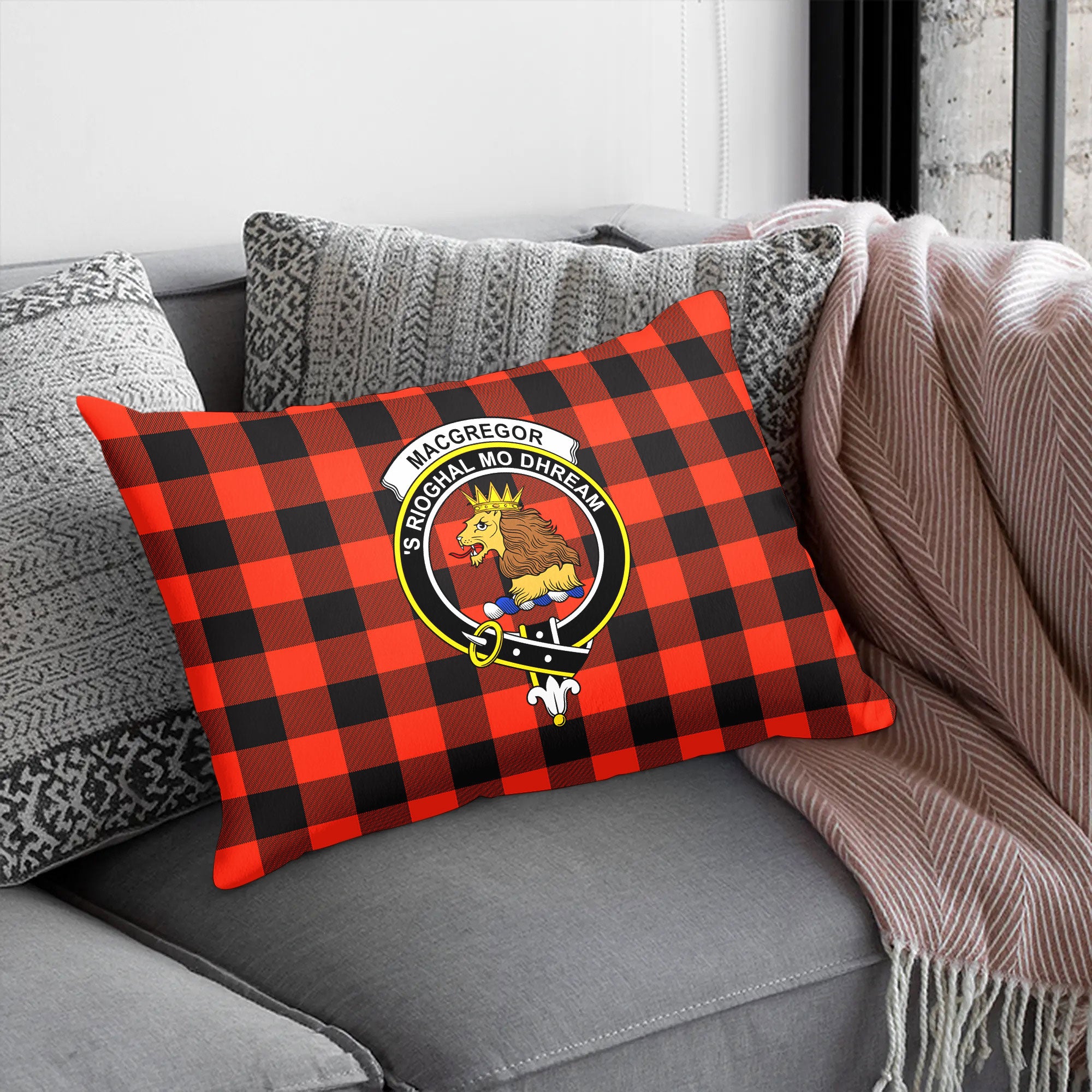 MacGregor Rob Roy Ancient Tartan Crest Pillow Cover