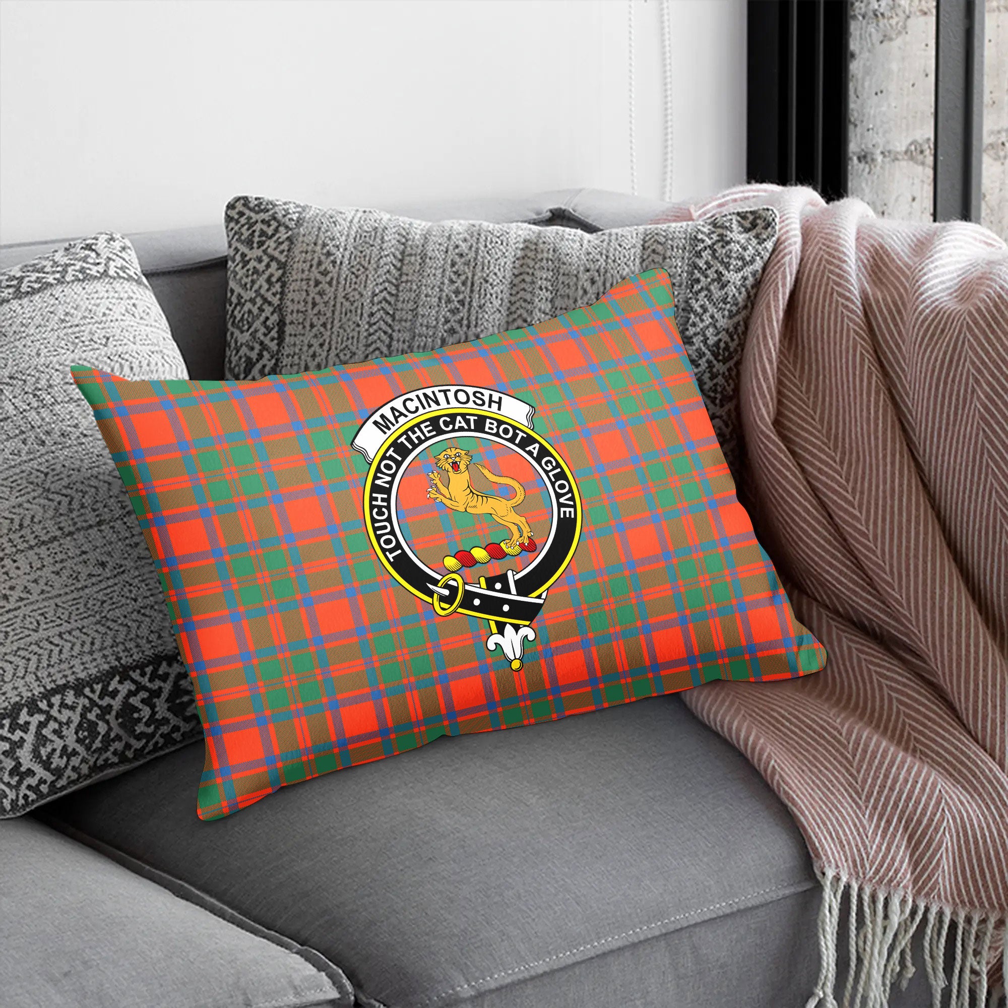 MacIntosh Ancient Tartan Crest Pillow Cover